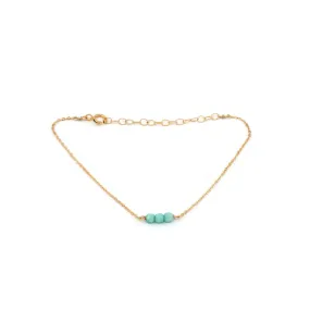 Three Tiny Turquoise Beaded Gold Fill Bracelet