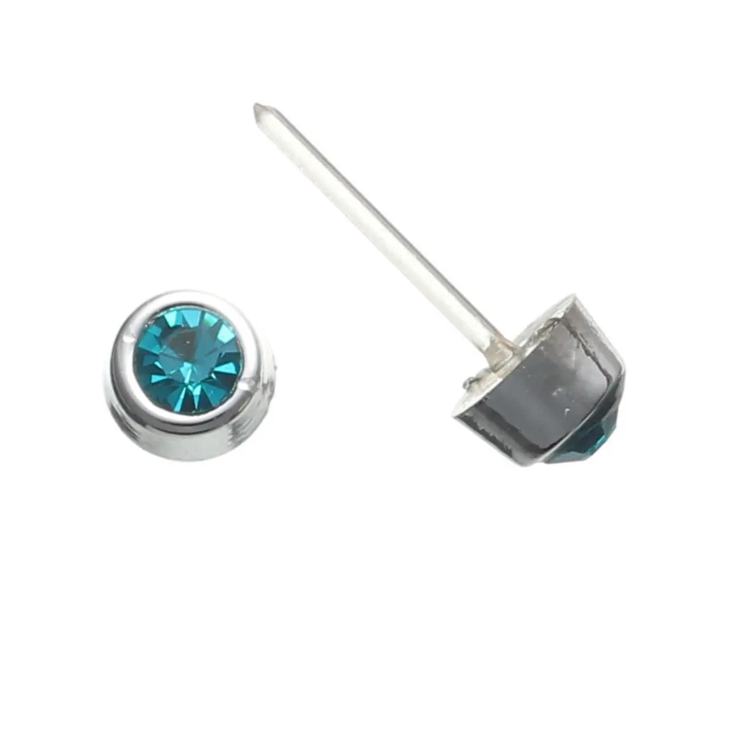 Tiny Silver-Plated Rhinestones Studs Hypoallergenic Earrings for Sensitive Ears Made with Plastic Posts