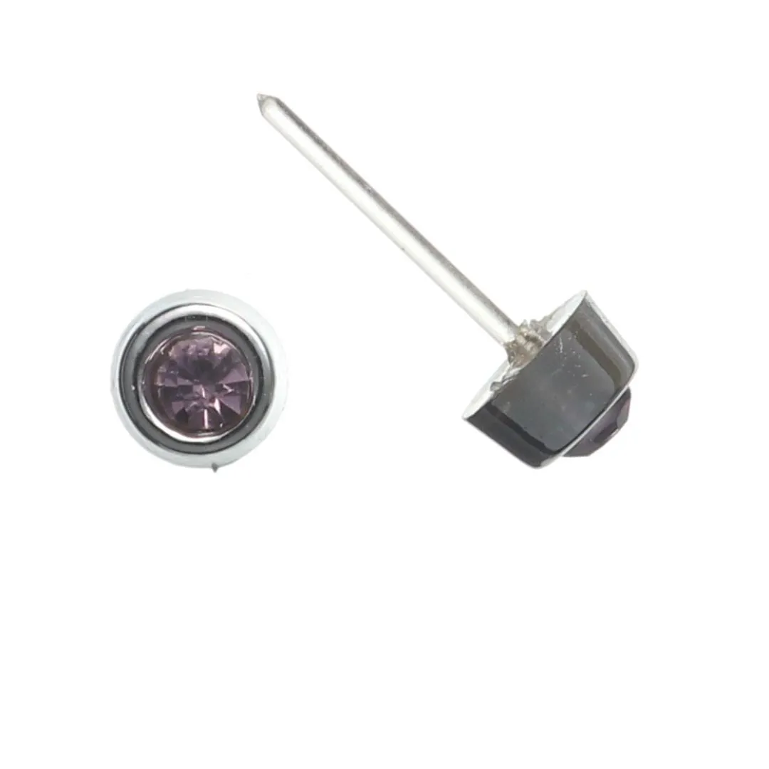 Tiny Silver-Plated Rhinestones Studs Hypoallergenic Earrings for Sensitive Ears Made with Plastic Posts