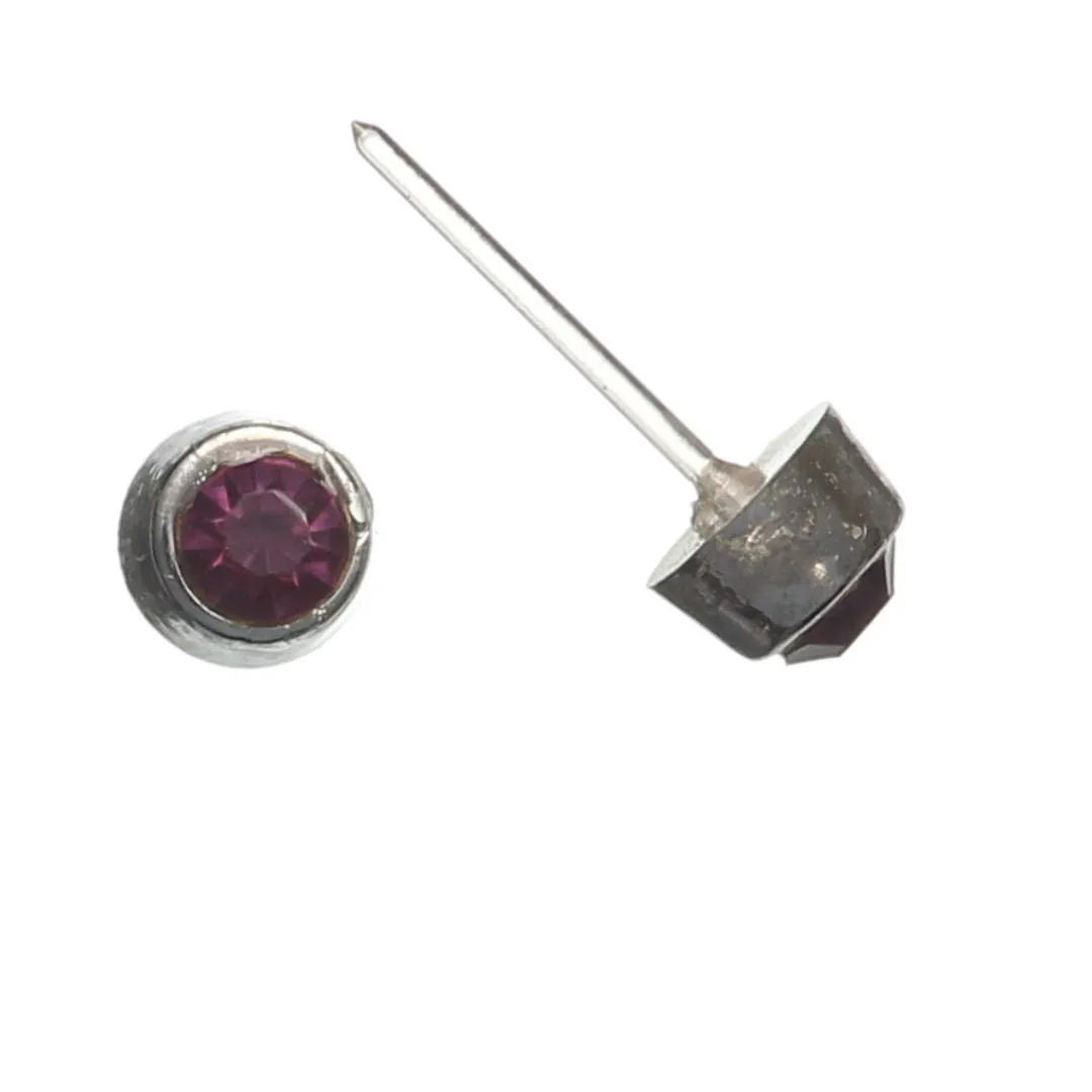 Tiny Silver-Plated Rhinestones Studs Hypoallergenic Earrings for Sensitive Ears Made with Plastic Posts