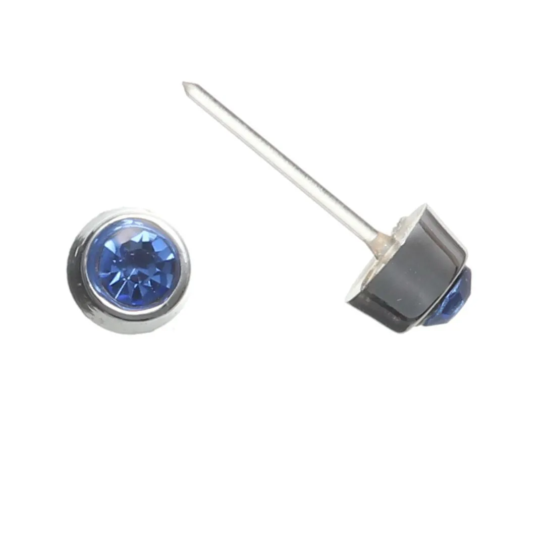 Tiny Silver-Plated Rhinestones Studs Hypoallergenic Earrings for Sensitive Ears Made with Plastic Posts