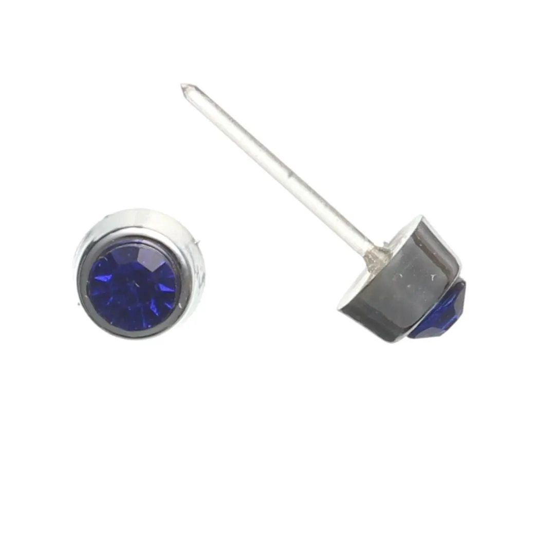 Tiny Silver-Plated Rhinestones Studs Hypoallergenic Earrings for Sensitive Ears Made with Plastic Posts