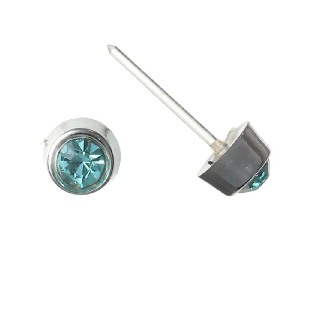 Tiny Silver-Plated Rhinestones Studs Hypoallergenic Earrings for Sensitive Ears Made with Plastic Posts