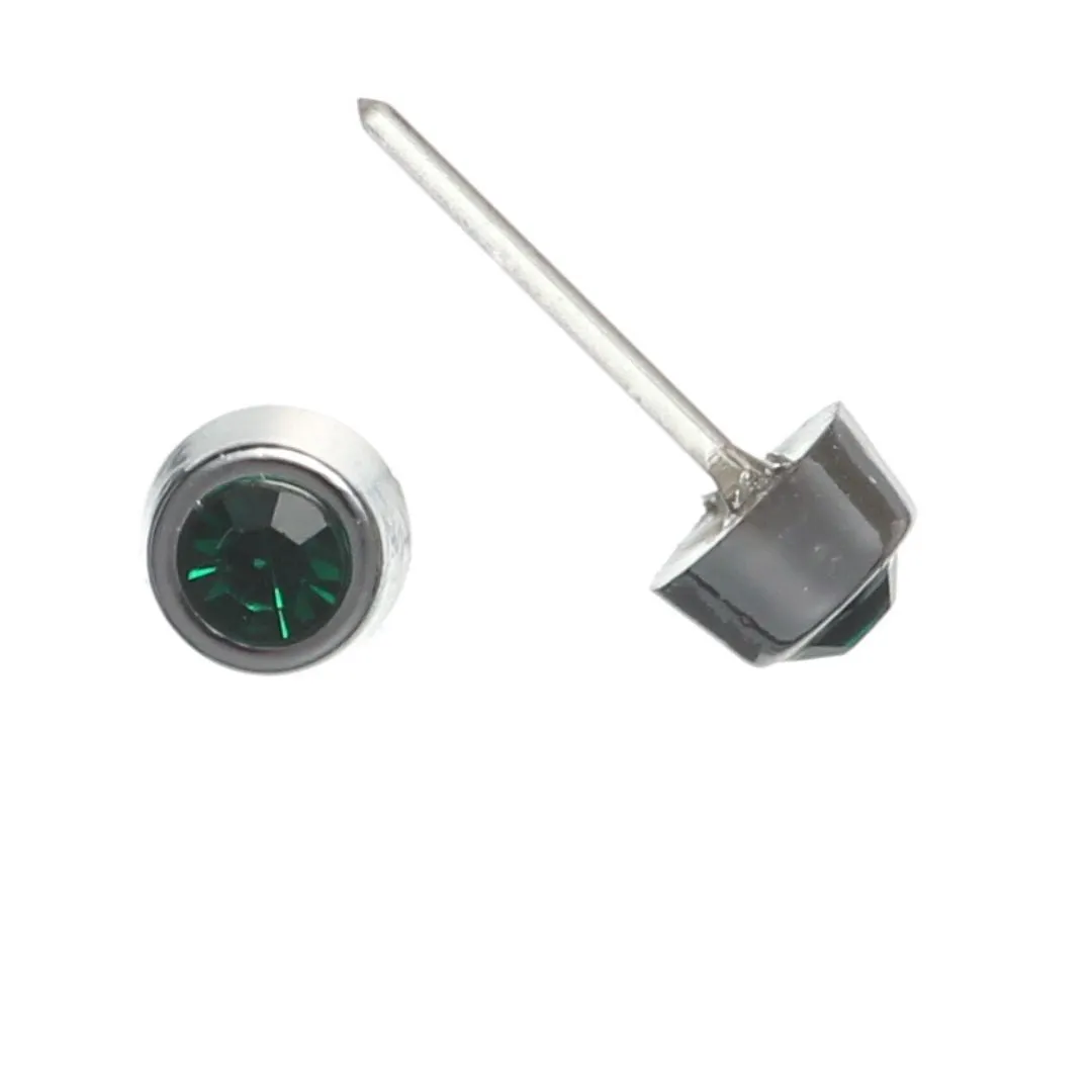 Tiny Silver-Plated Rhinestones Studs Hypoallergenic Earrings for Sensitive Ears Made with Plastic Posts