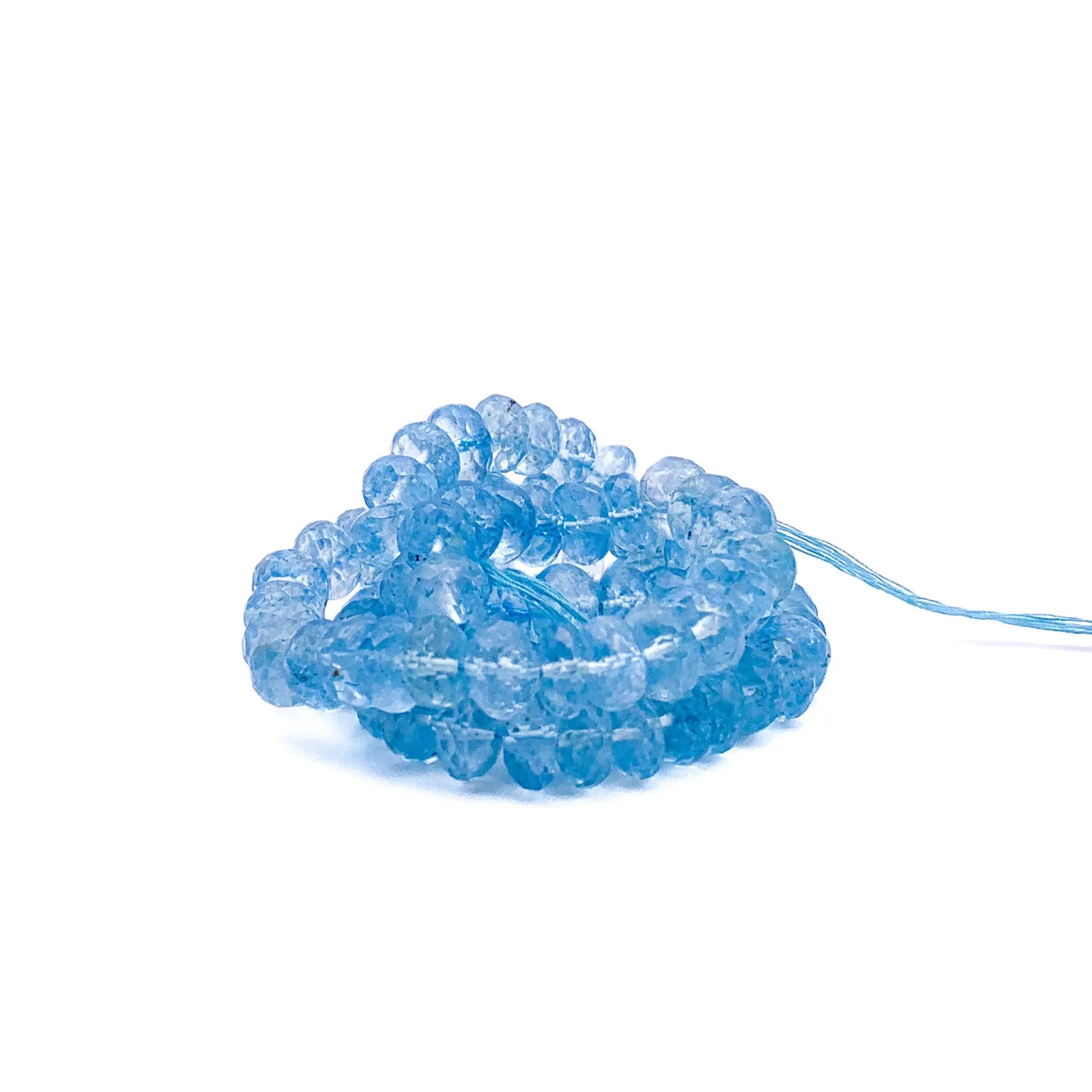 Topaz Swiss Blue 8mm Faceted Rondelle Bead Strand