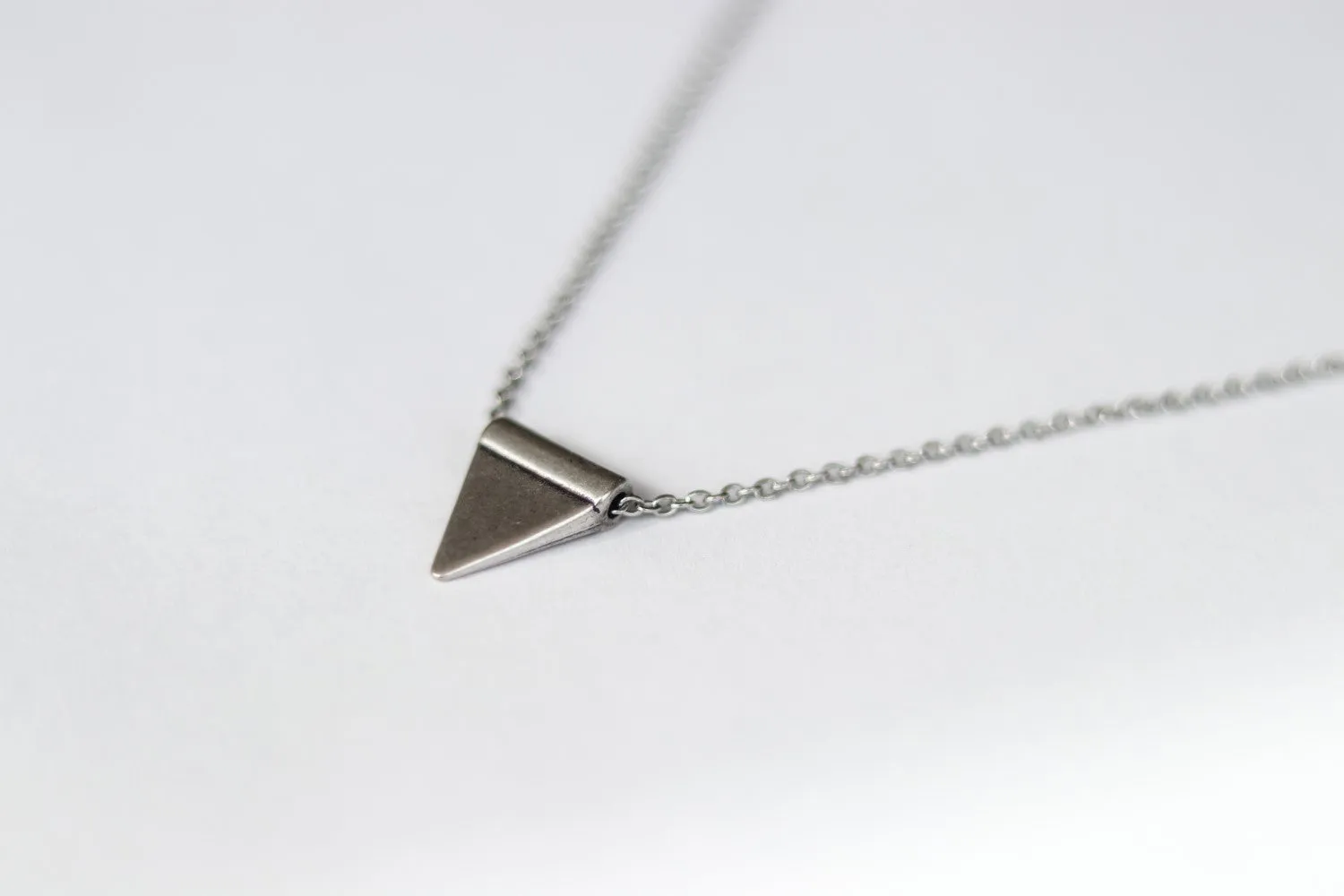 Triangle necklace for men, triangle bead, silver link chain, gift for him, geometric