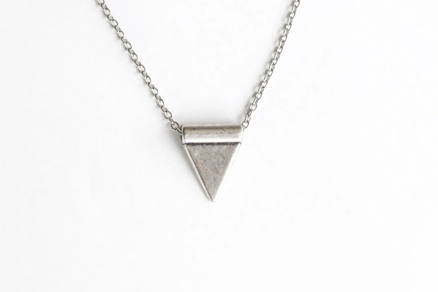 Triangle necklace for men, triangle bead, silver link chain, gift for him, geometric