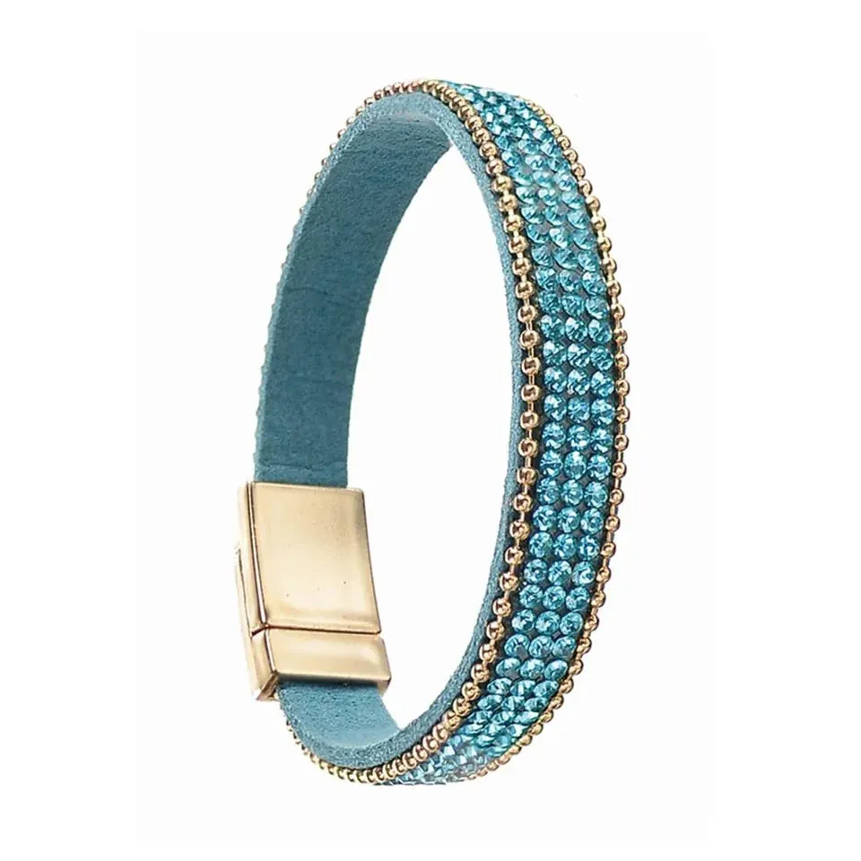 Trilogy of Finer Sparkles - Turquoise Shimmer / Gold Bracelet by Hot Tomato