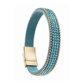Trilogy of Finer Sparkles - Turquoise Shimmer / Gold Bracelet by Hot Tomato