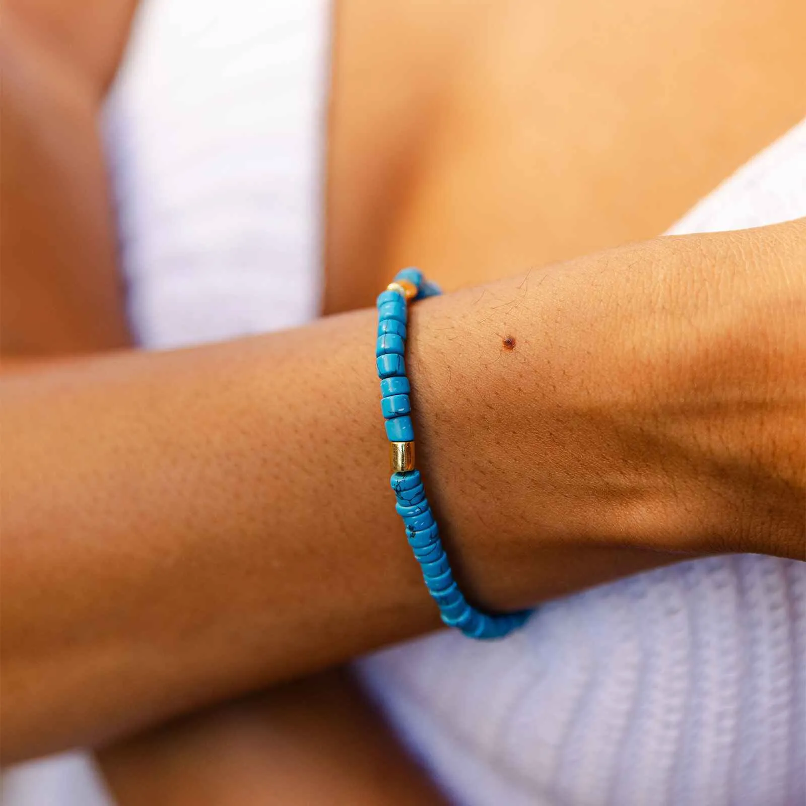 Turquoise Bead Stretch Bracelet