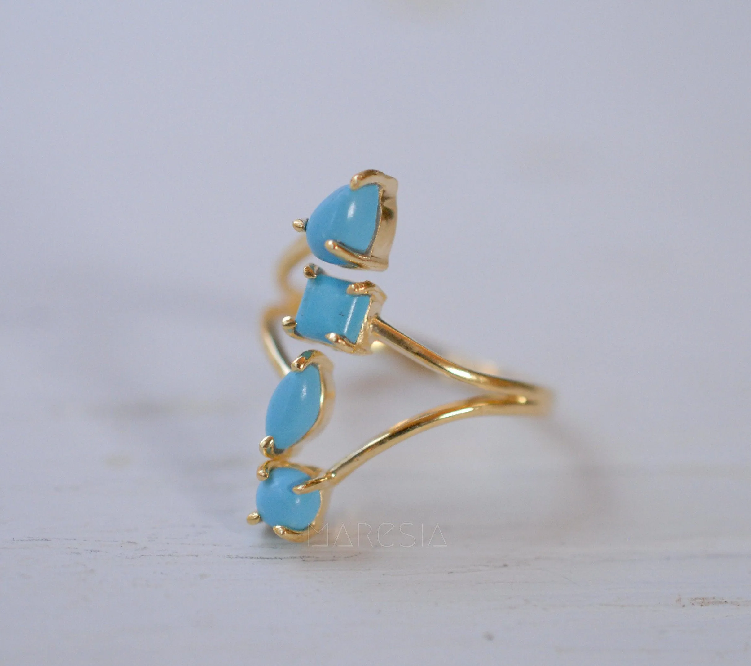 Turquoise Ring ~ 18k Gold Plated ~ MR025