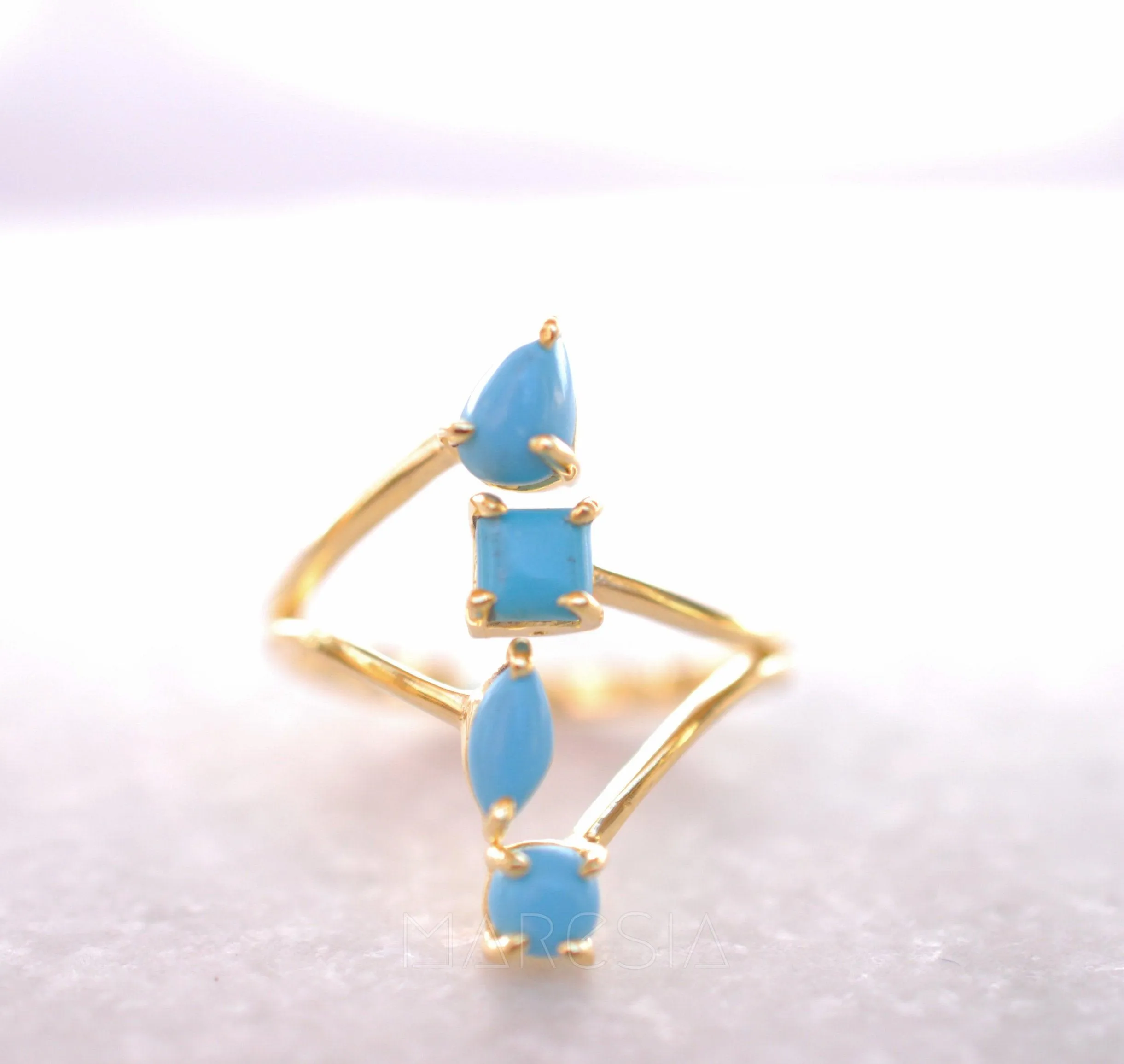Turquoise Ring ~ 18k Gold Plated ~ MR025