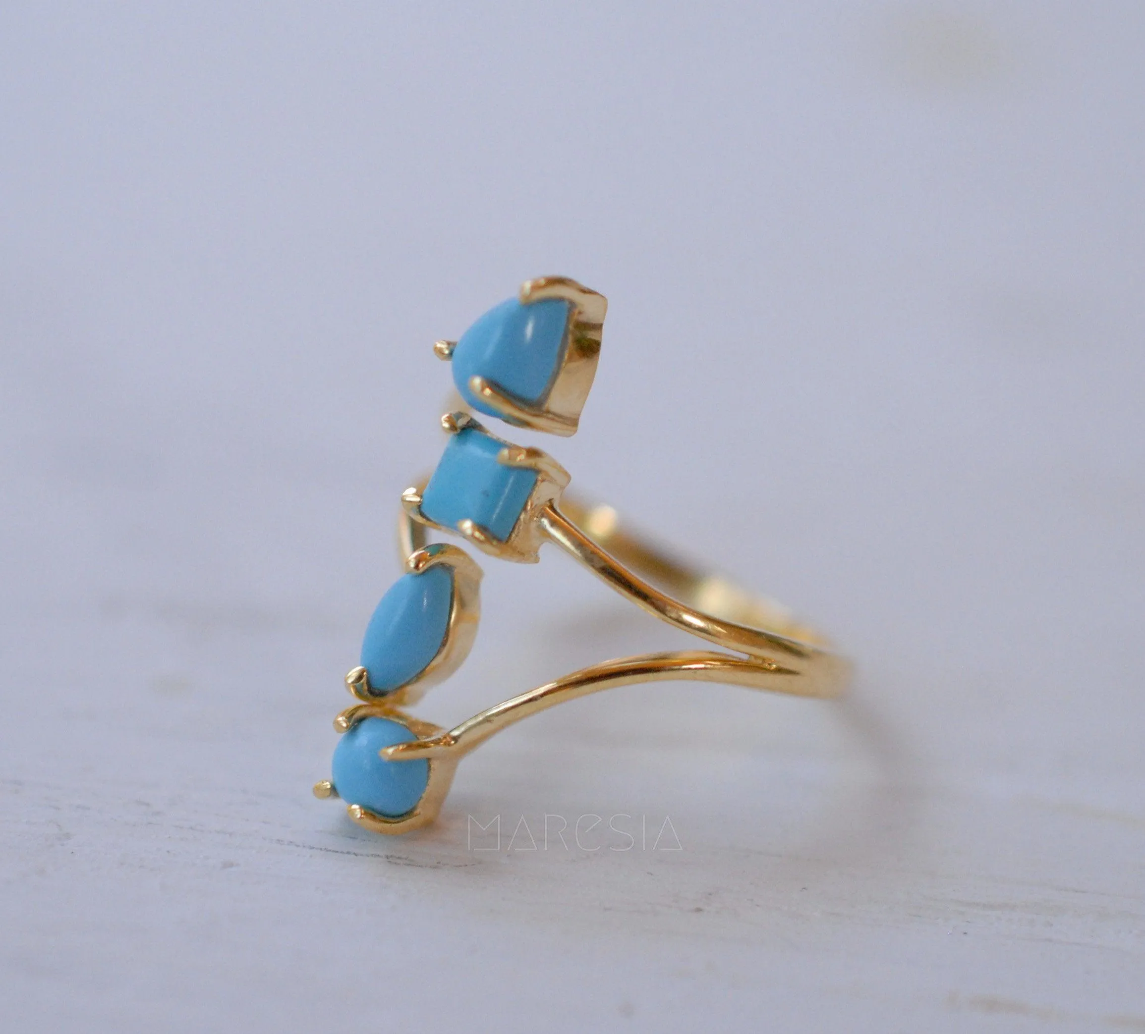 Turquoise Ring ~ 18k Gold Plated ~ MR025