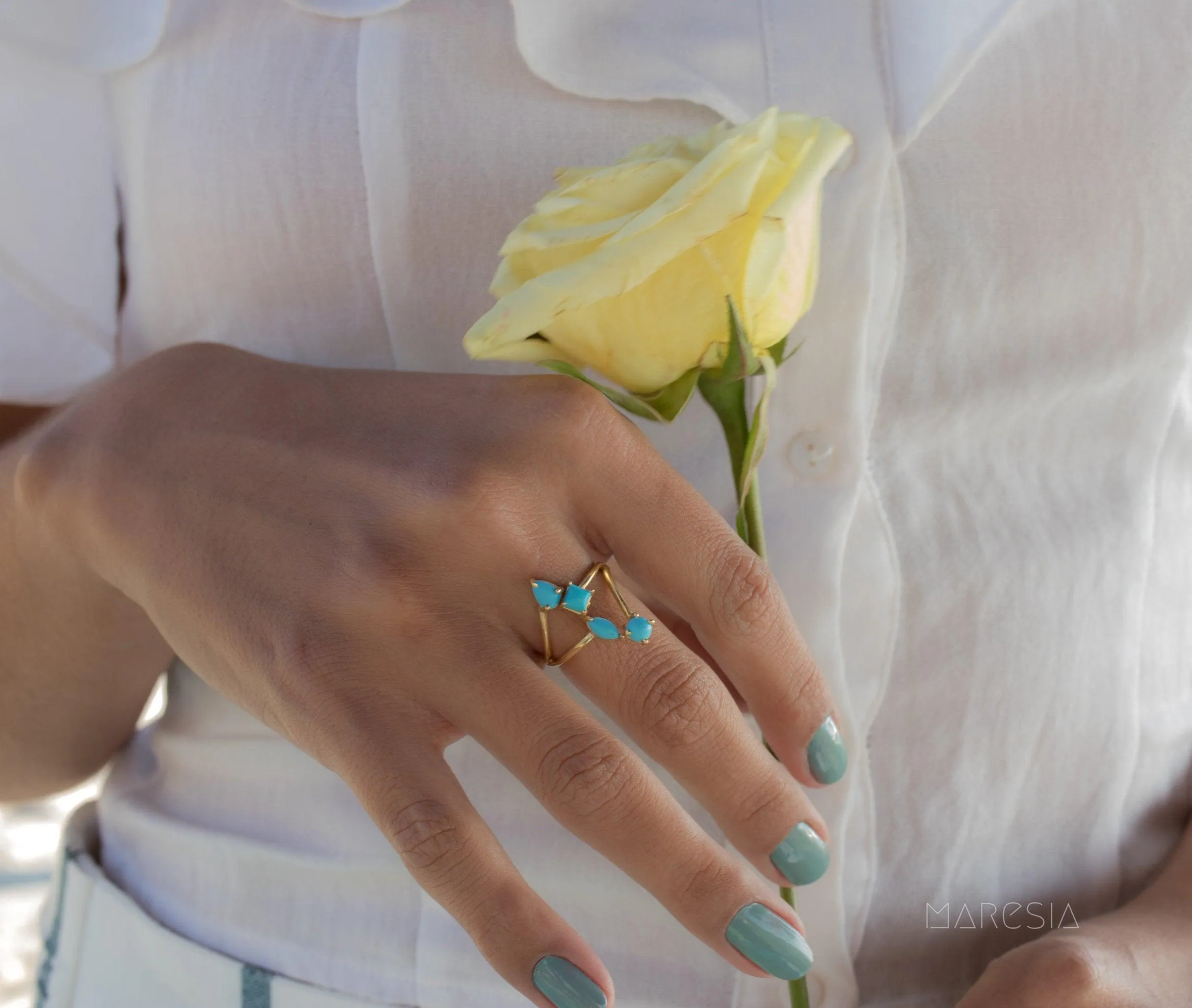 Turquoise Ring ~ 18k Gold Plated ~ MR025