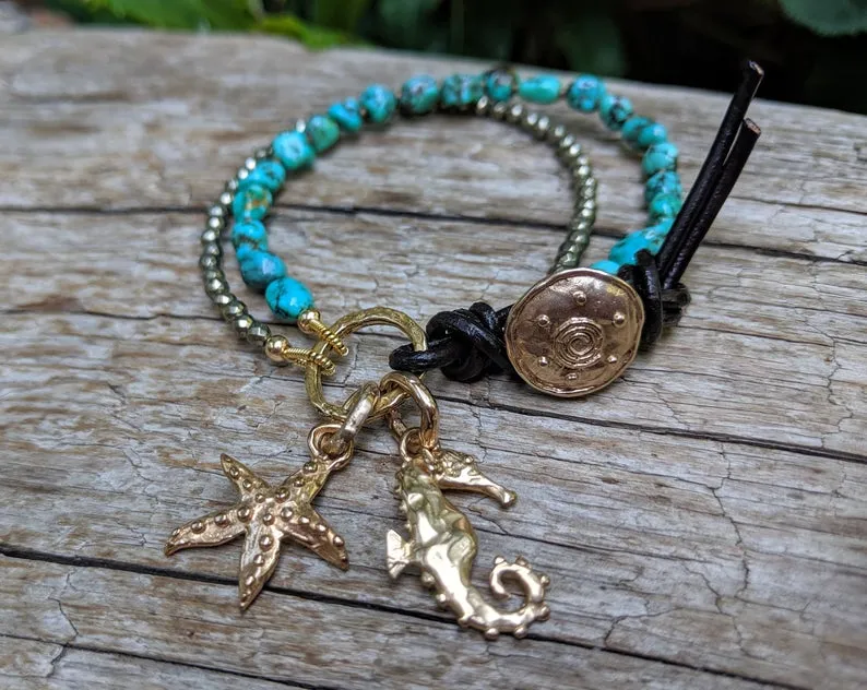 Turquoise Seahorse & Starfish Bracelet