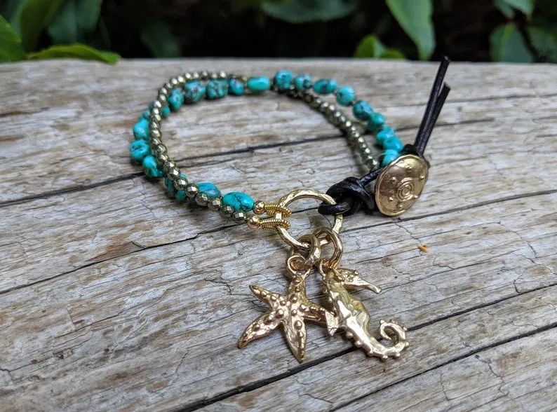Turquoise Seahorse & Starfish Bracelet
