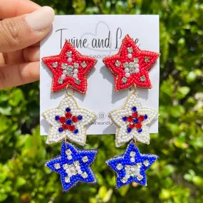 USA Stars Beaded Earrings
