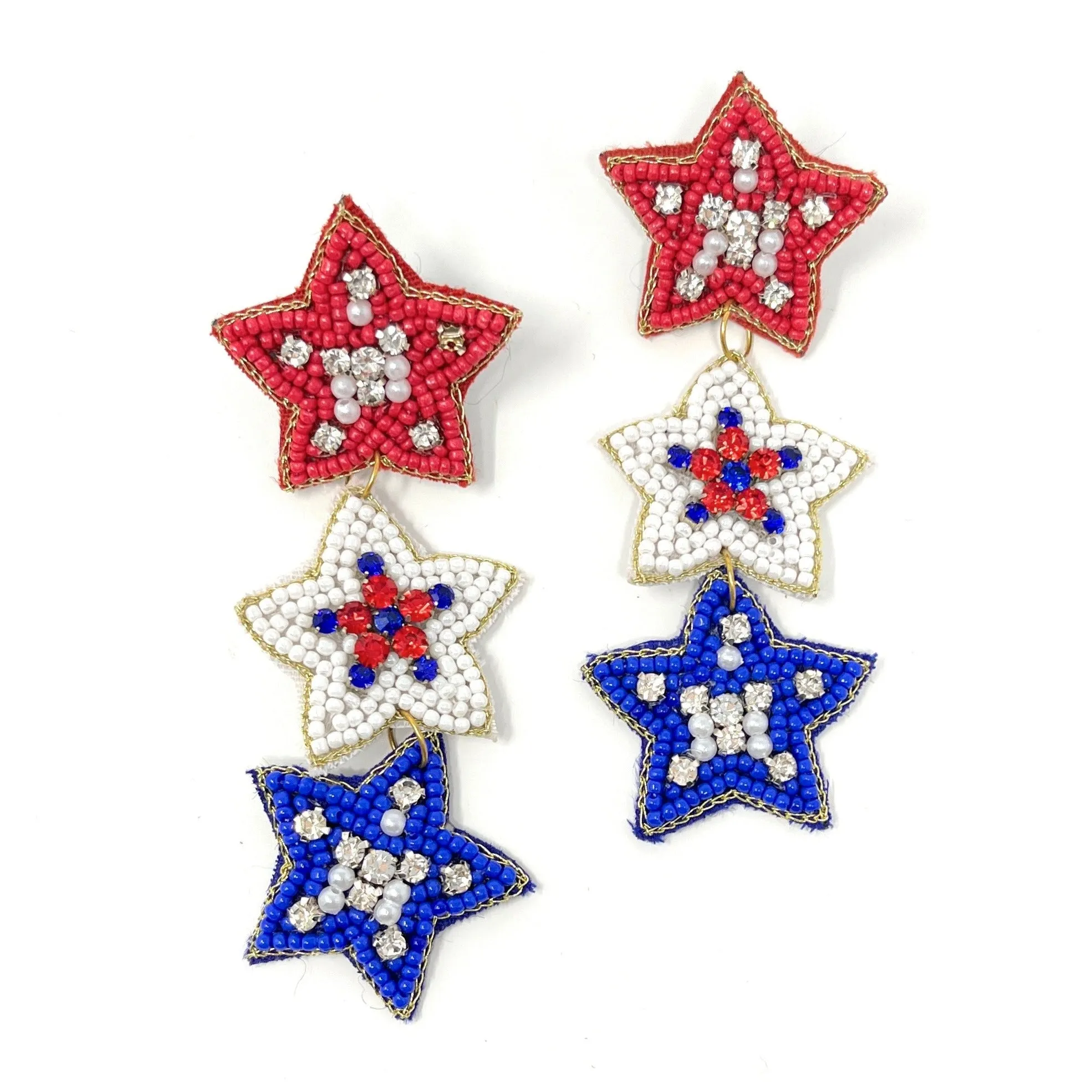 USA Stars Beaded Earrings