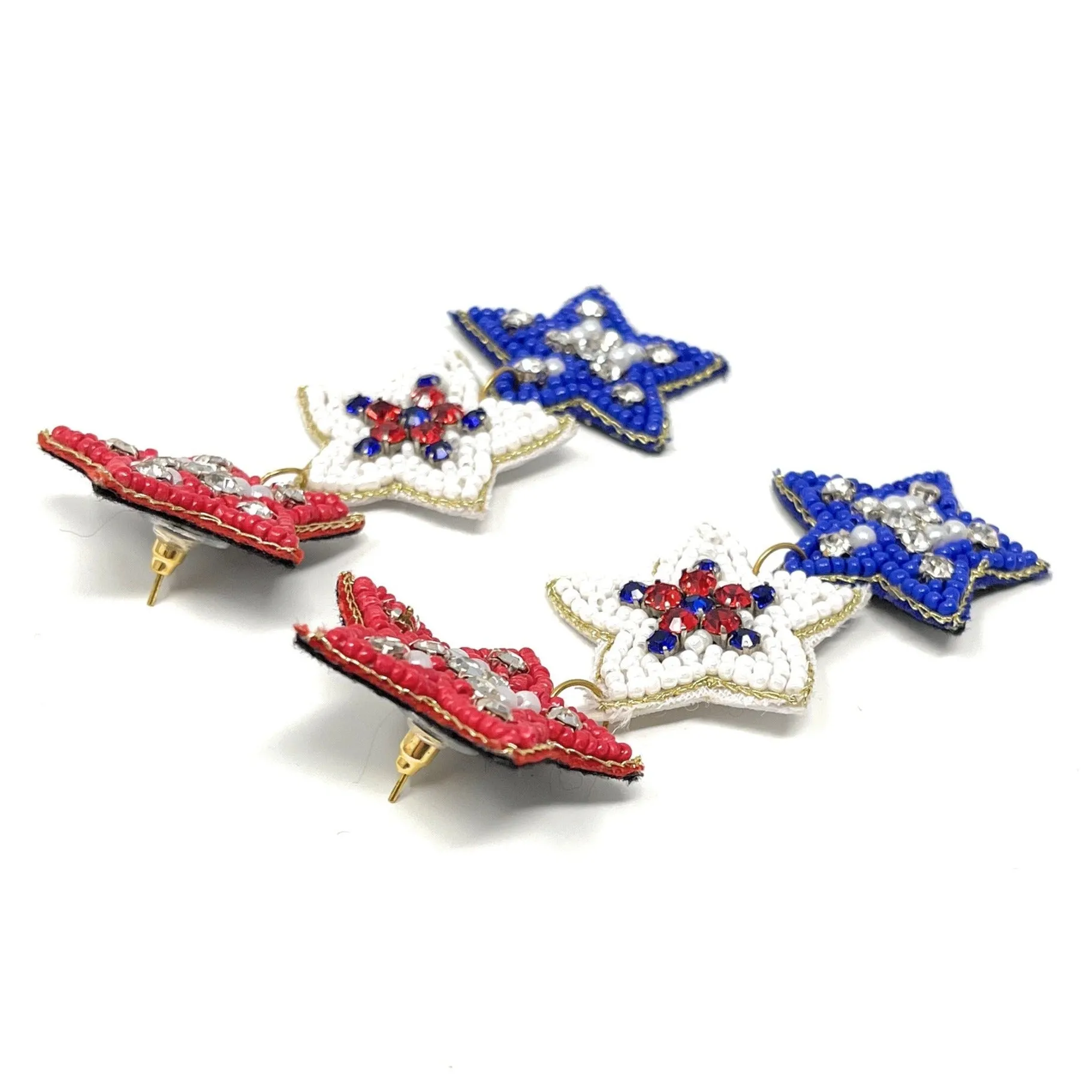 USA Stars Beaded Earrings