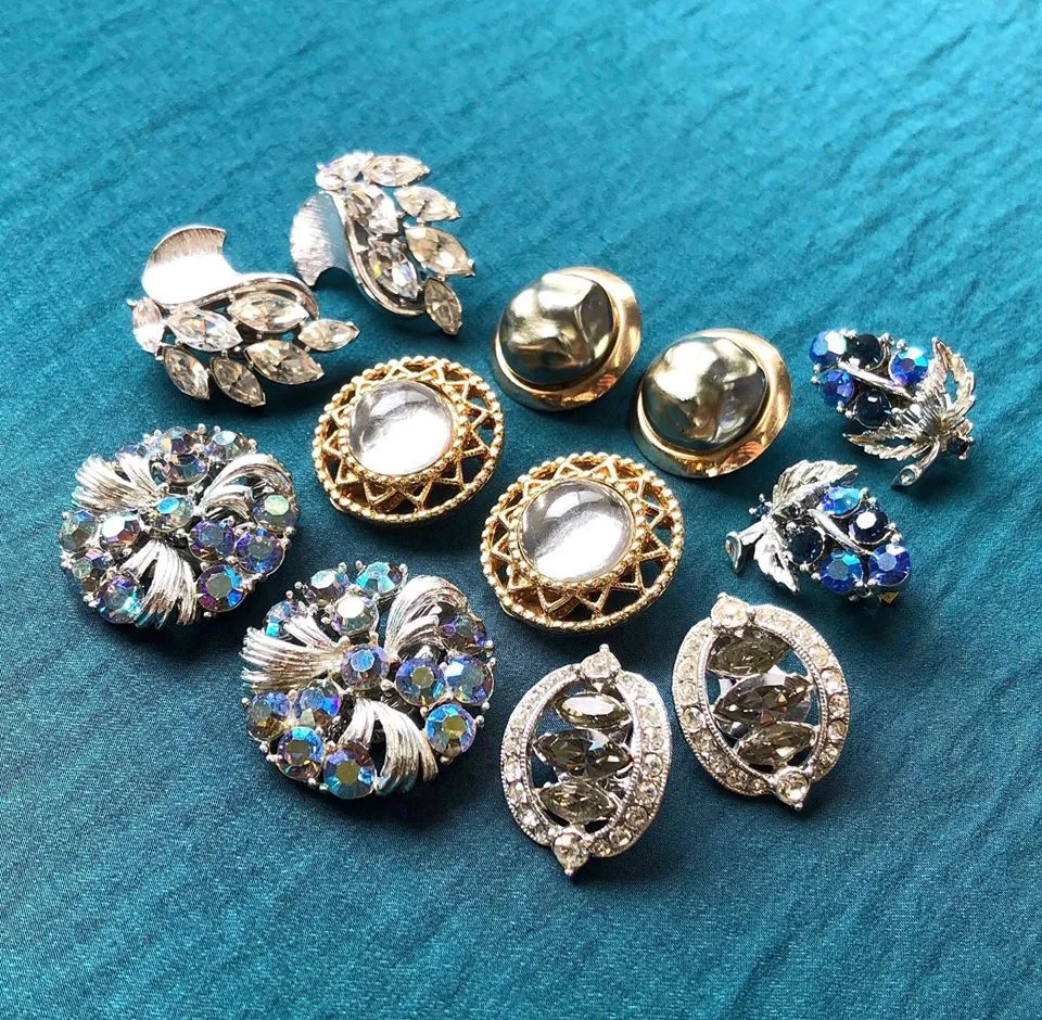 【USA輸入】ヴィンテージ バークレー グレー バロックパール イヤリング/Vintage Barclay Grey Baroque Pearl Clip On Earrings