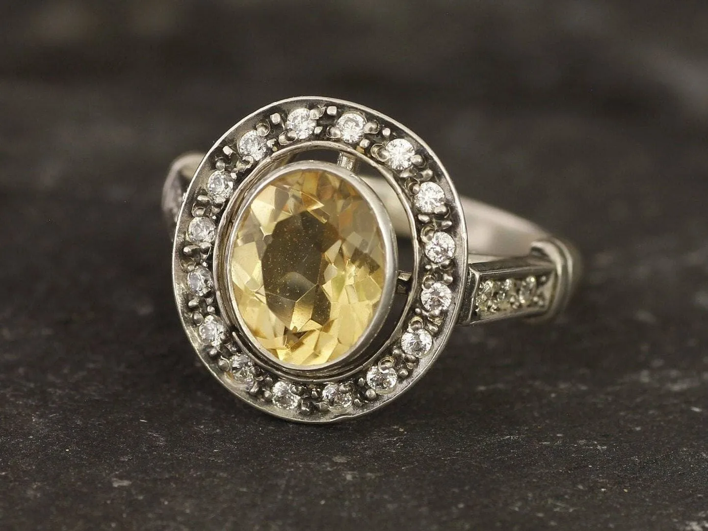 Victorian Citrine Ring - Genuine Citrine Ring - November Birthstone