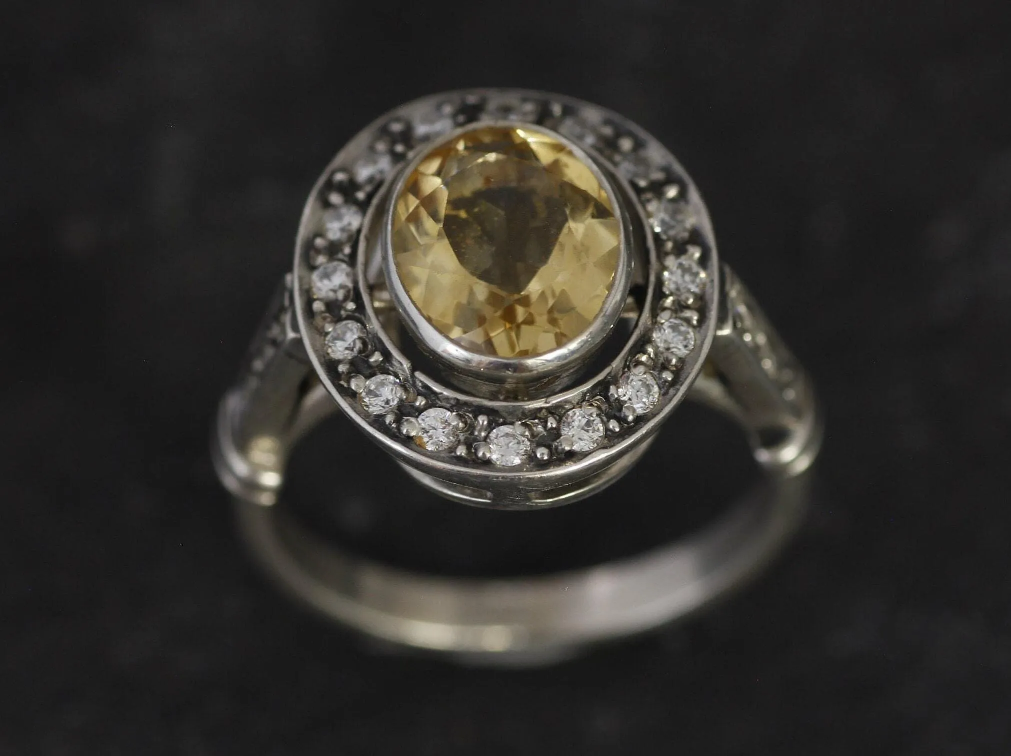Victorian Citrine Ring - Genuine Citrine Ring - November Birthstone