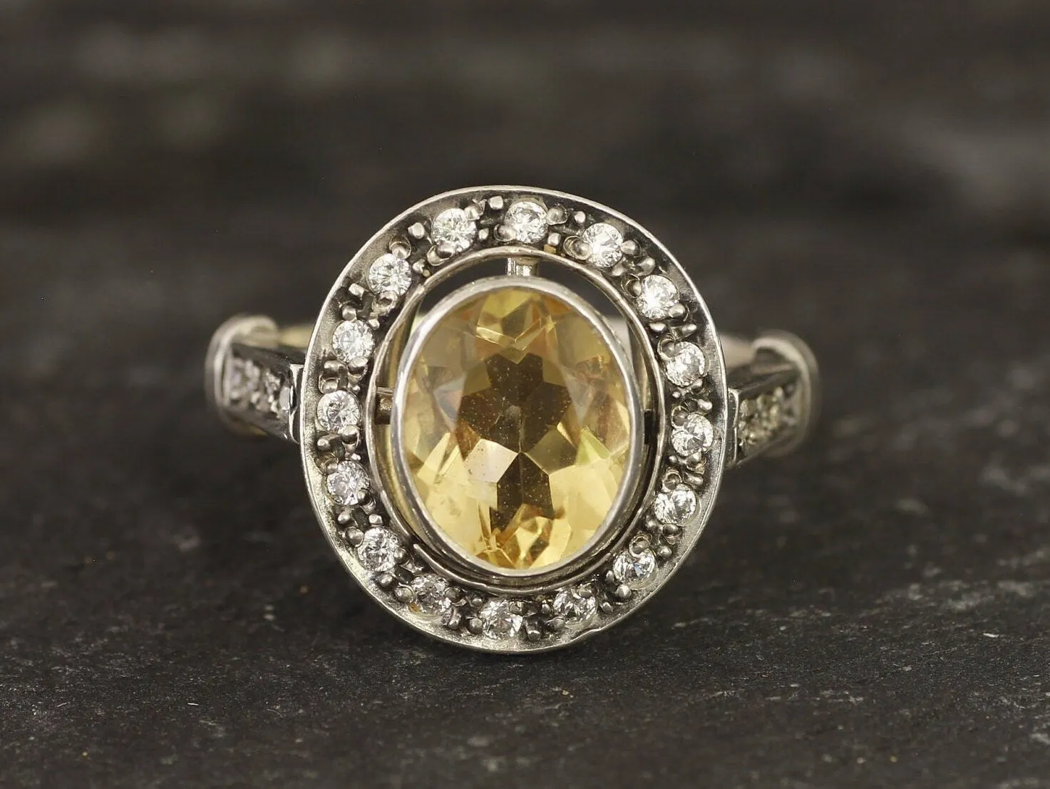 Victorian Citrine Ring - Genuine Citrine Ring - November Birthstone