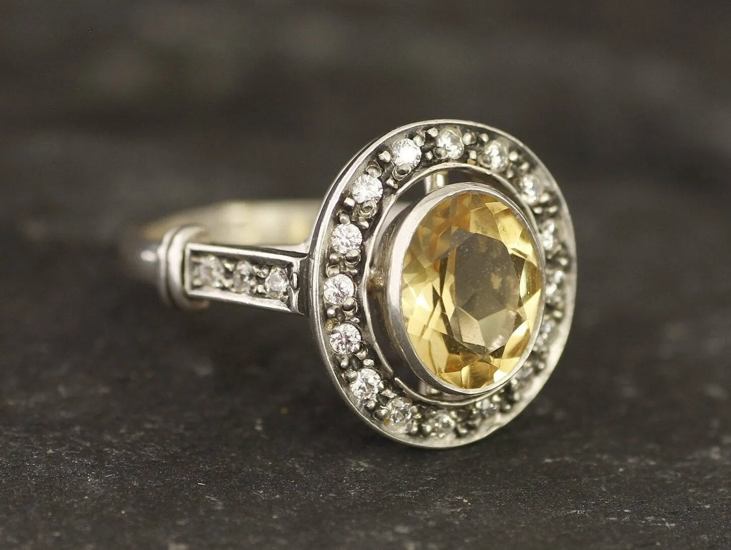 Victorian Citrine Ring - Genuine Citrine Ring - November Birthstone