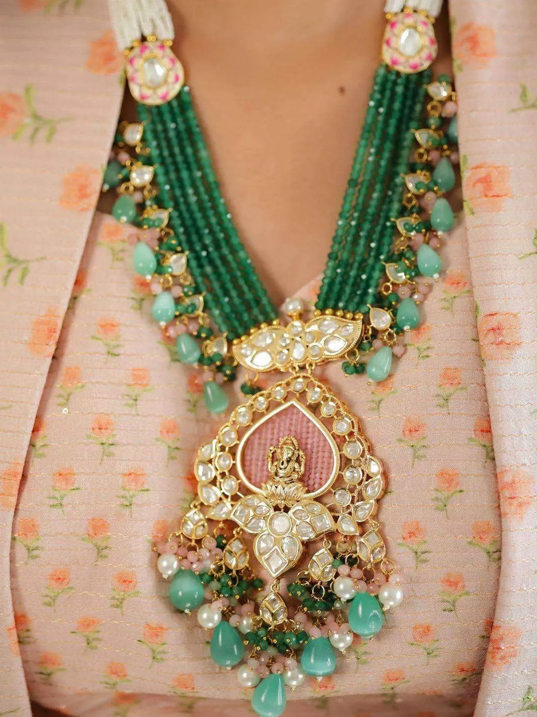 Vinayaka Pendant Polki Necklace