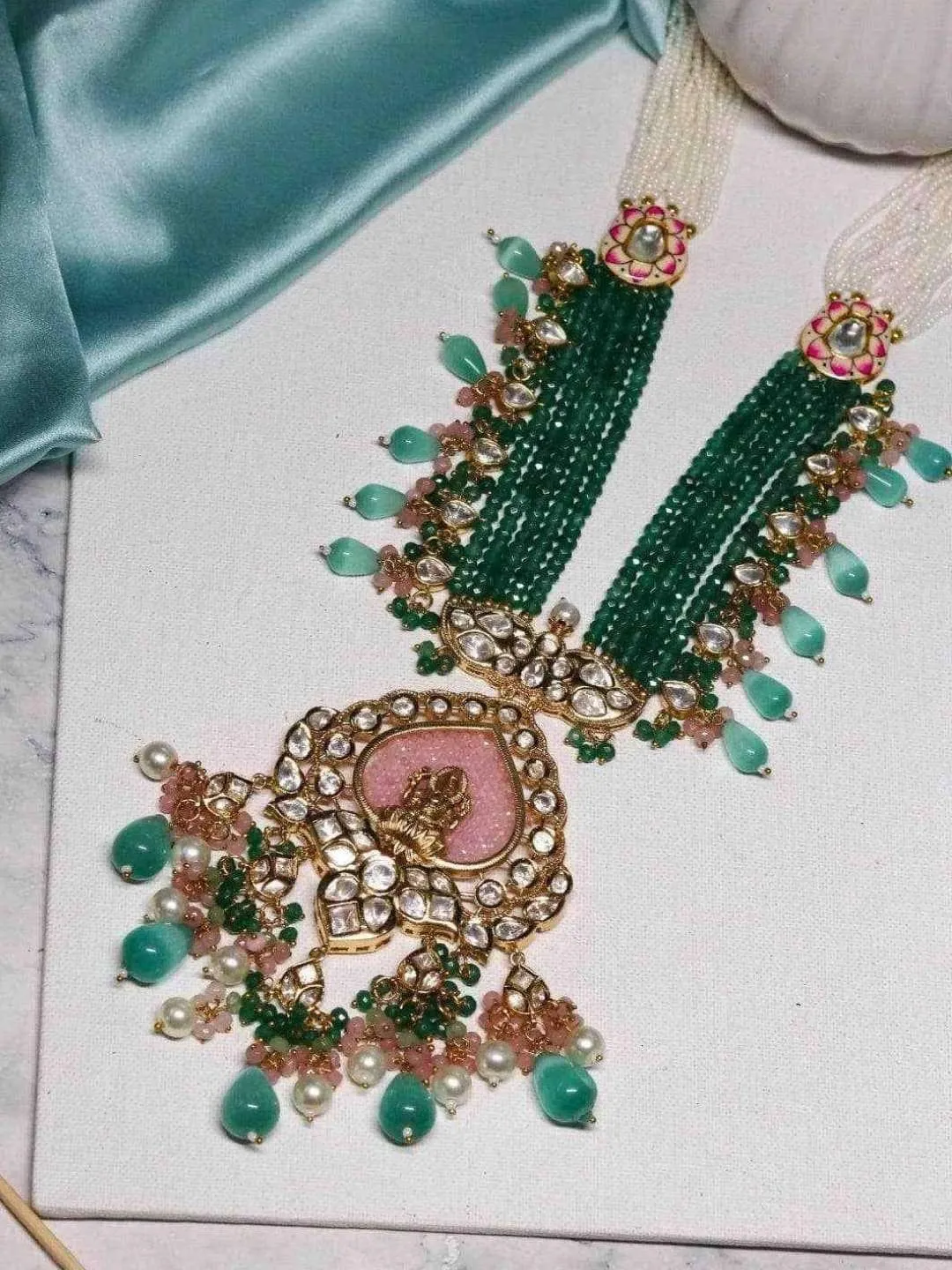 Vinayaka Pendant Polki Necklace