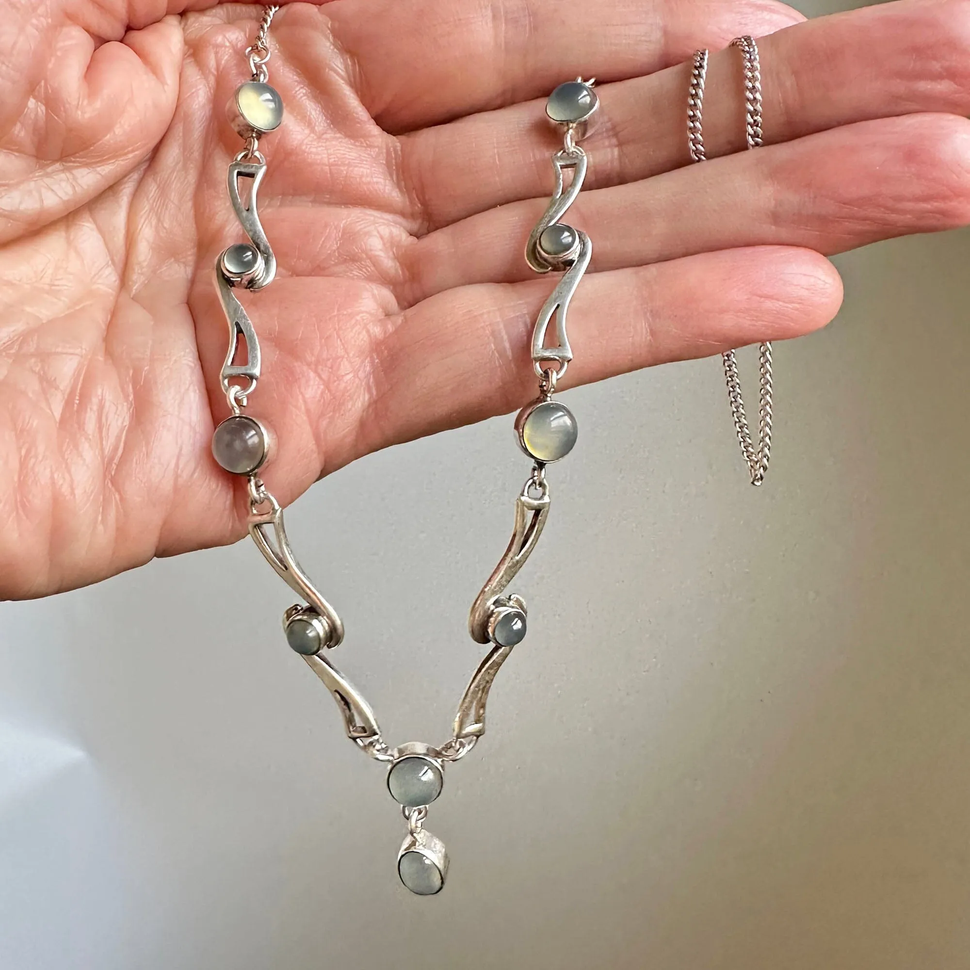 Vintage Arts and Crafts Style Moonstone Necklace