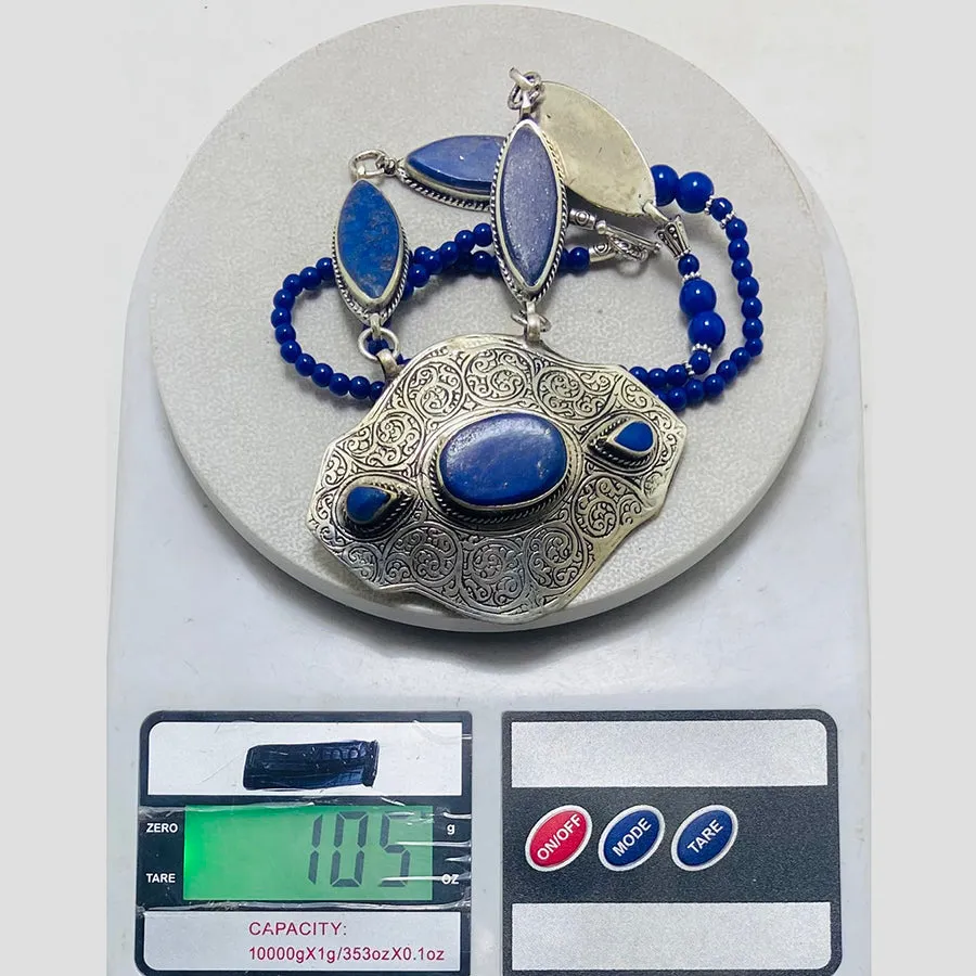 Vintage Blue Lapis Lazuli Stone Necklace
