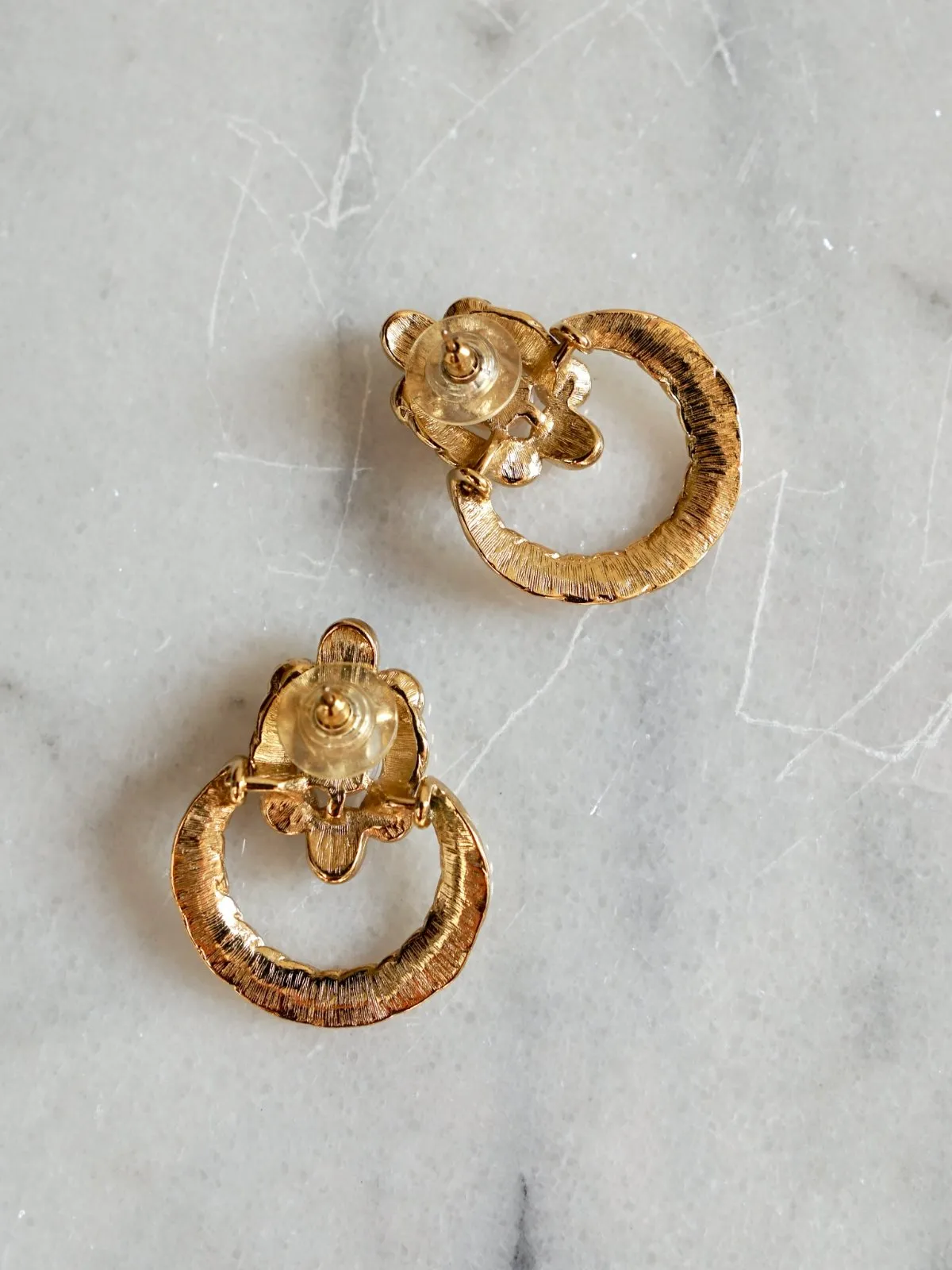 Vintage Golden Pearl Door Knocker Earrings