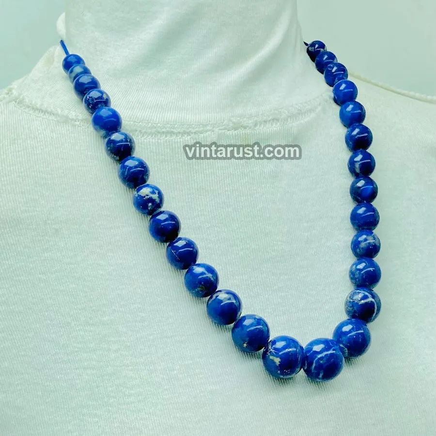 Vintage Lapis Lazuli Blue Bead Necklace
