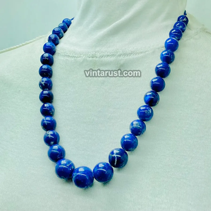 Vintage Lapis Lazuli Blue Bead Necklace