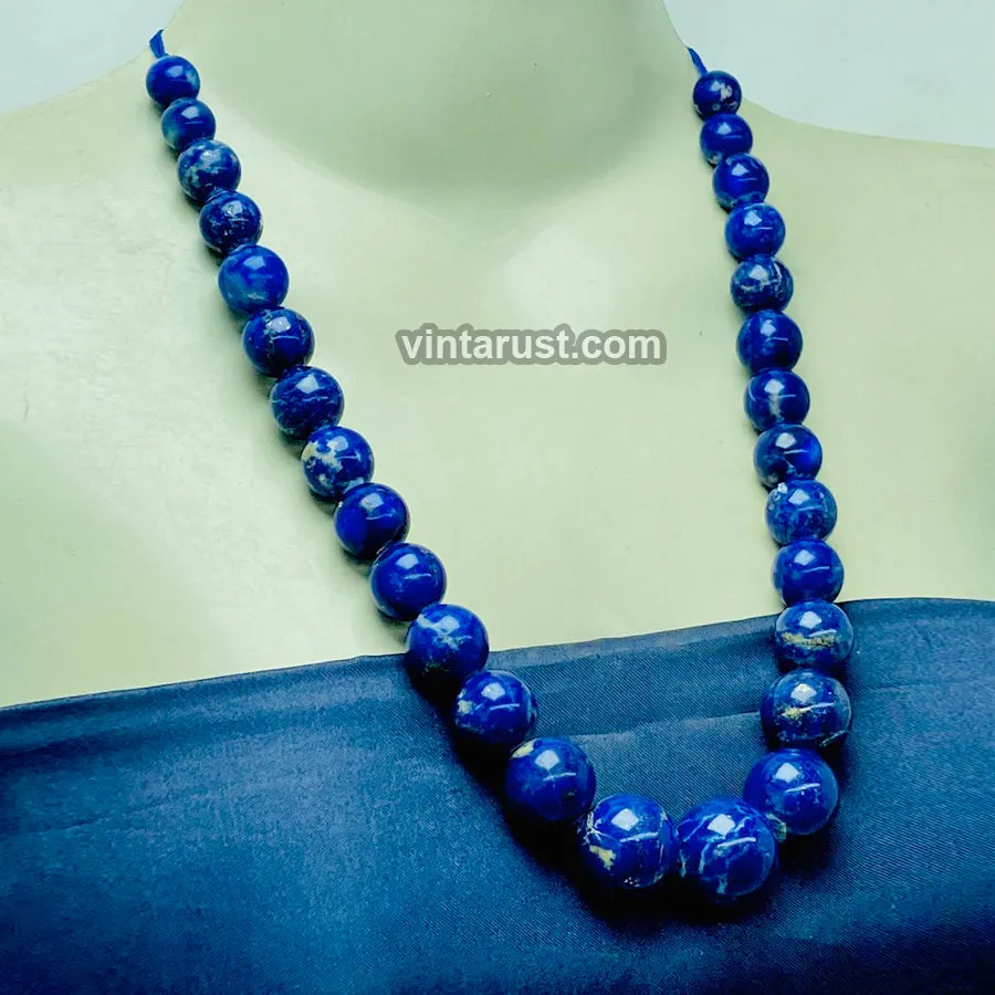 Vintage Lapis Lazuli Blue Bead Necklace