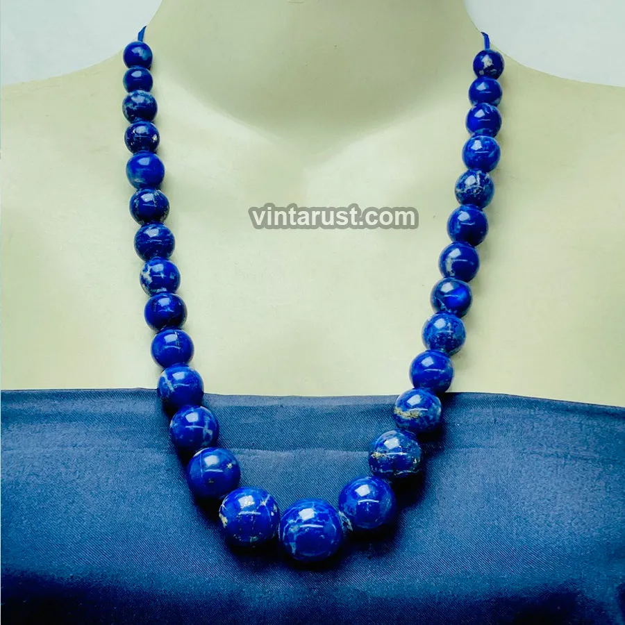 Vintage Lapis Lazuli Blue Bead Necklace