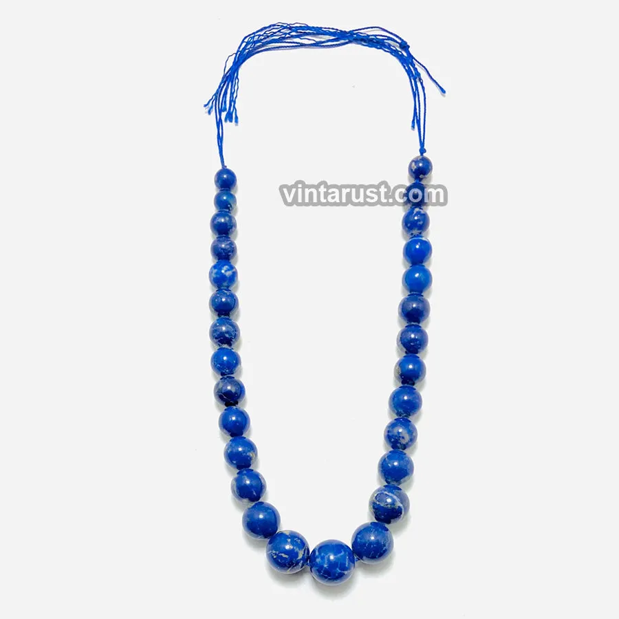Vintage Lapis Lazuli Blue Bead Necklace