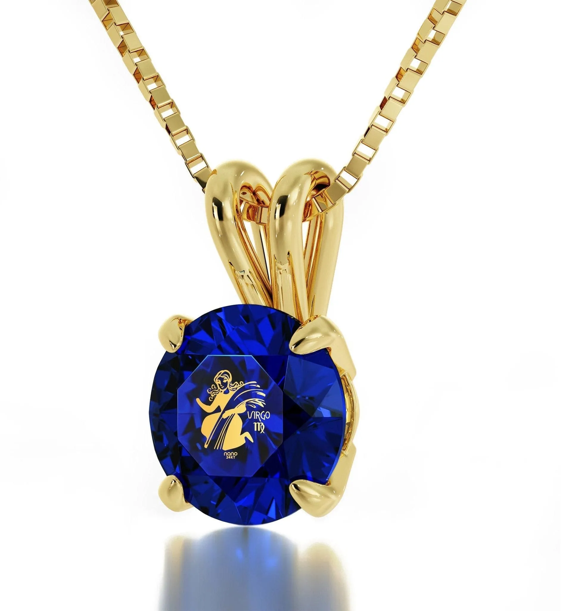 Virgo Sign, 14k Gold Necklace, Swarovski