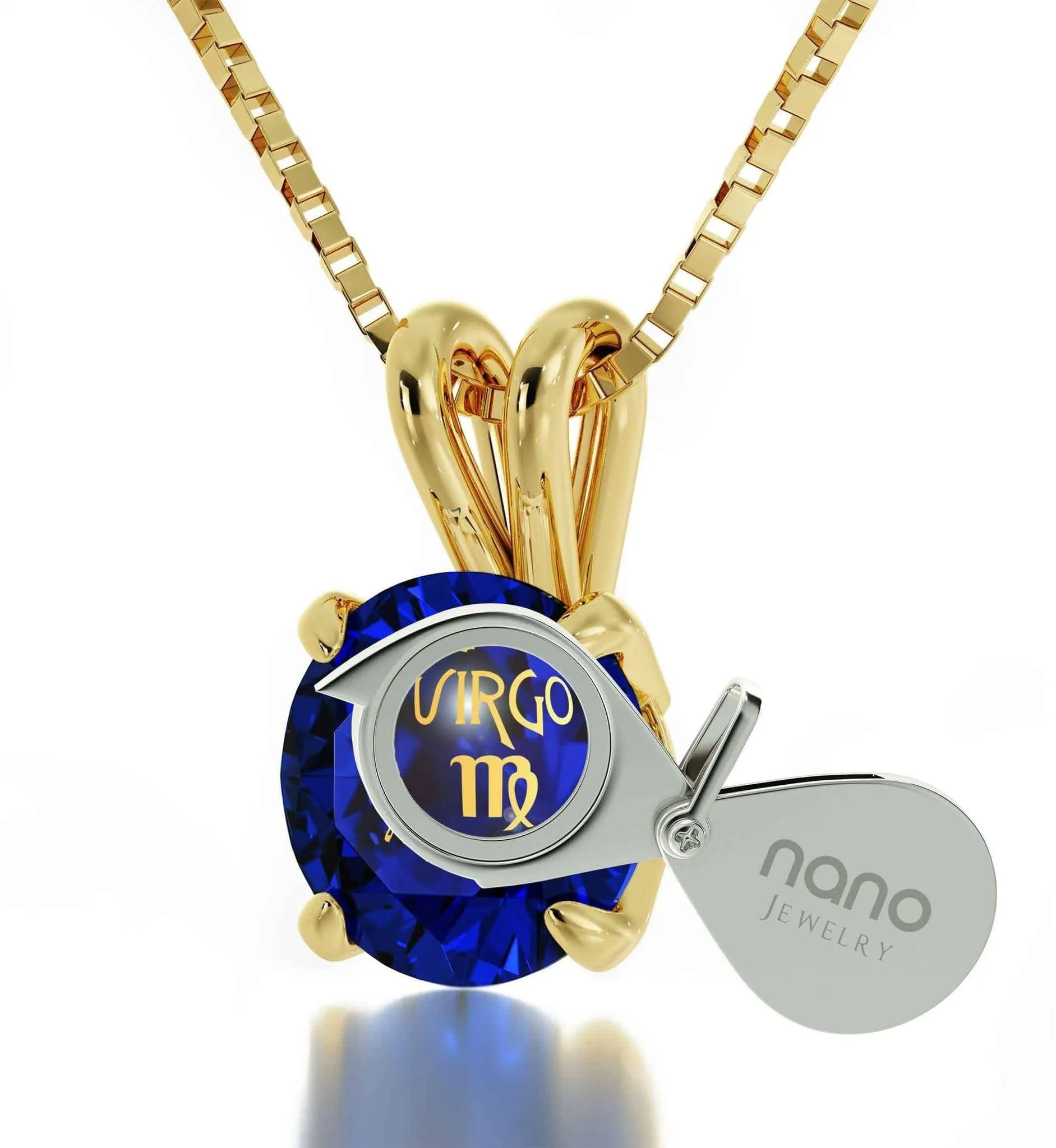 Virgo Sign, 14k Gold Necklace, Swarovski