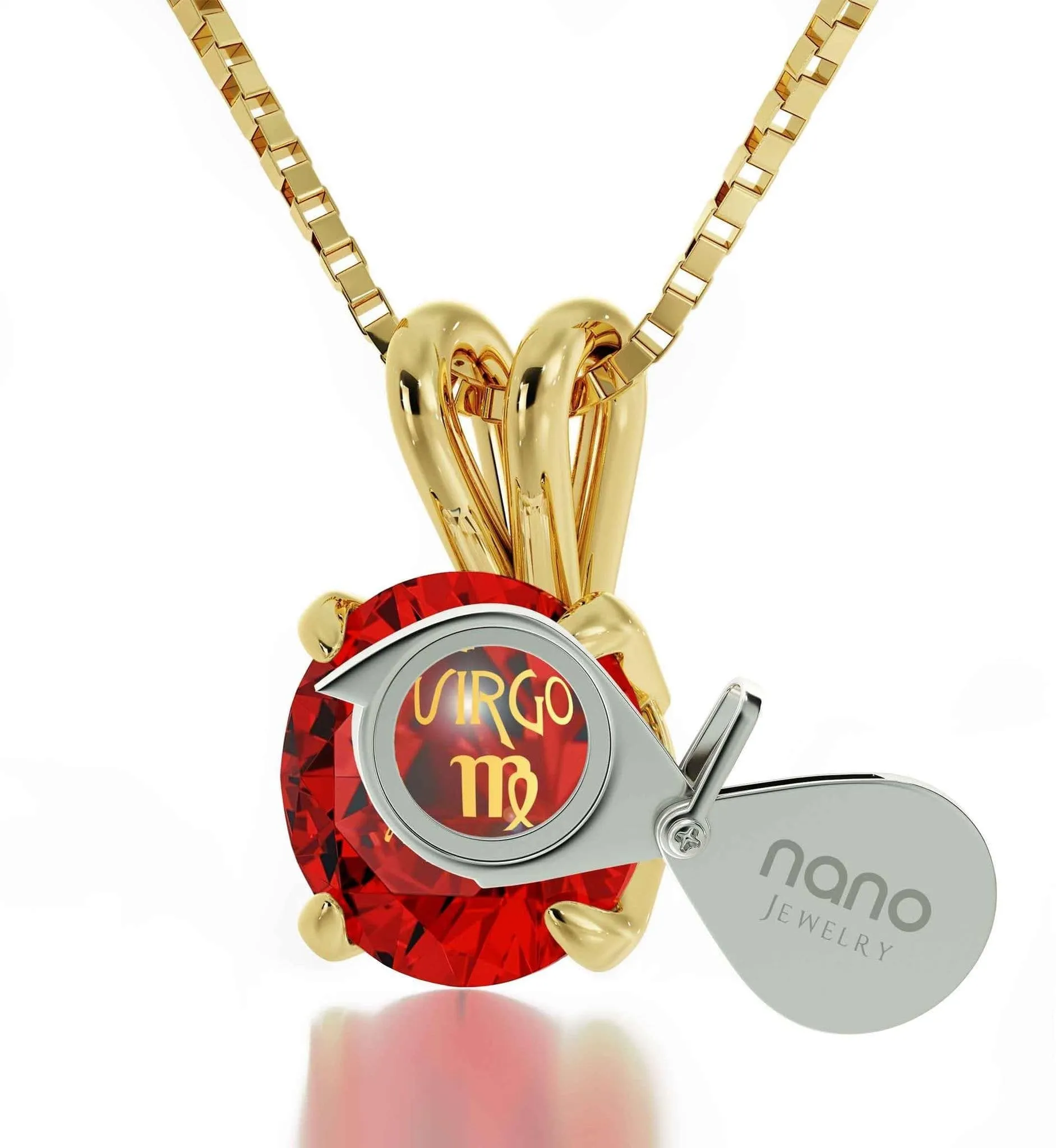 Virgo Sign, 14k Gold Necklace, Swarovski