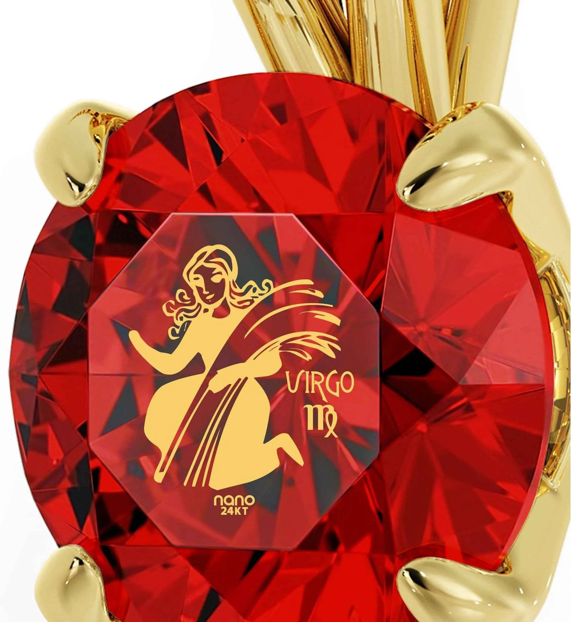 Virgo Sign, 14k Gold Necklace, Swarovski