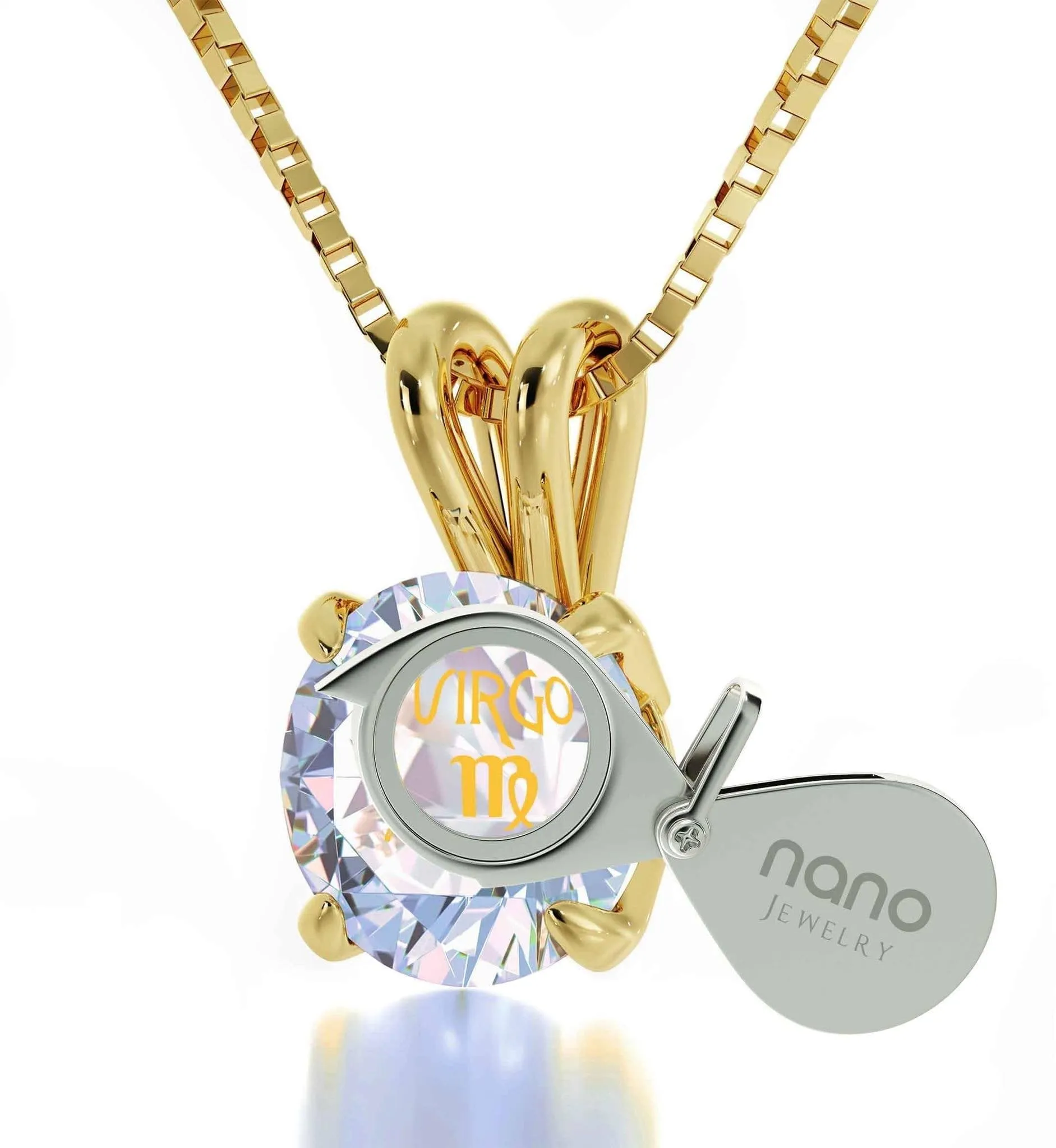 Virgo Sign, 14k Gold Necklace, Swarovski