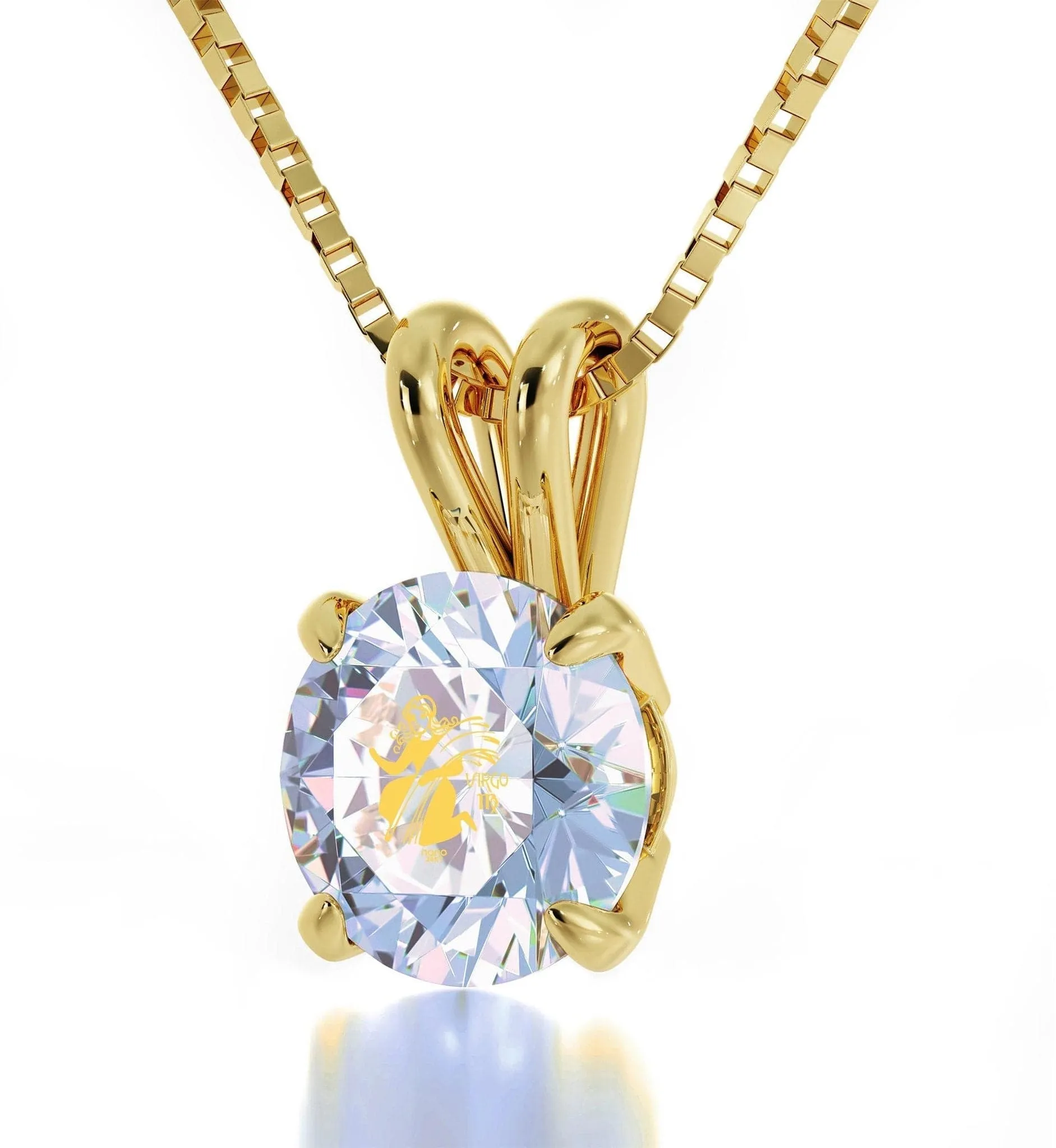 Virgo Sign, 14k Gold Necklace, Swarovski