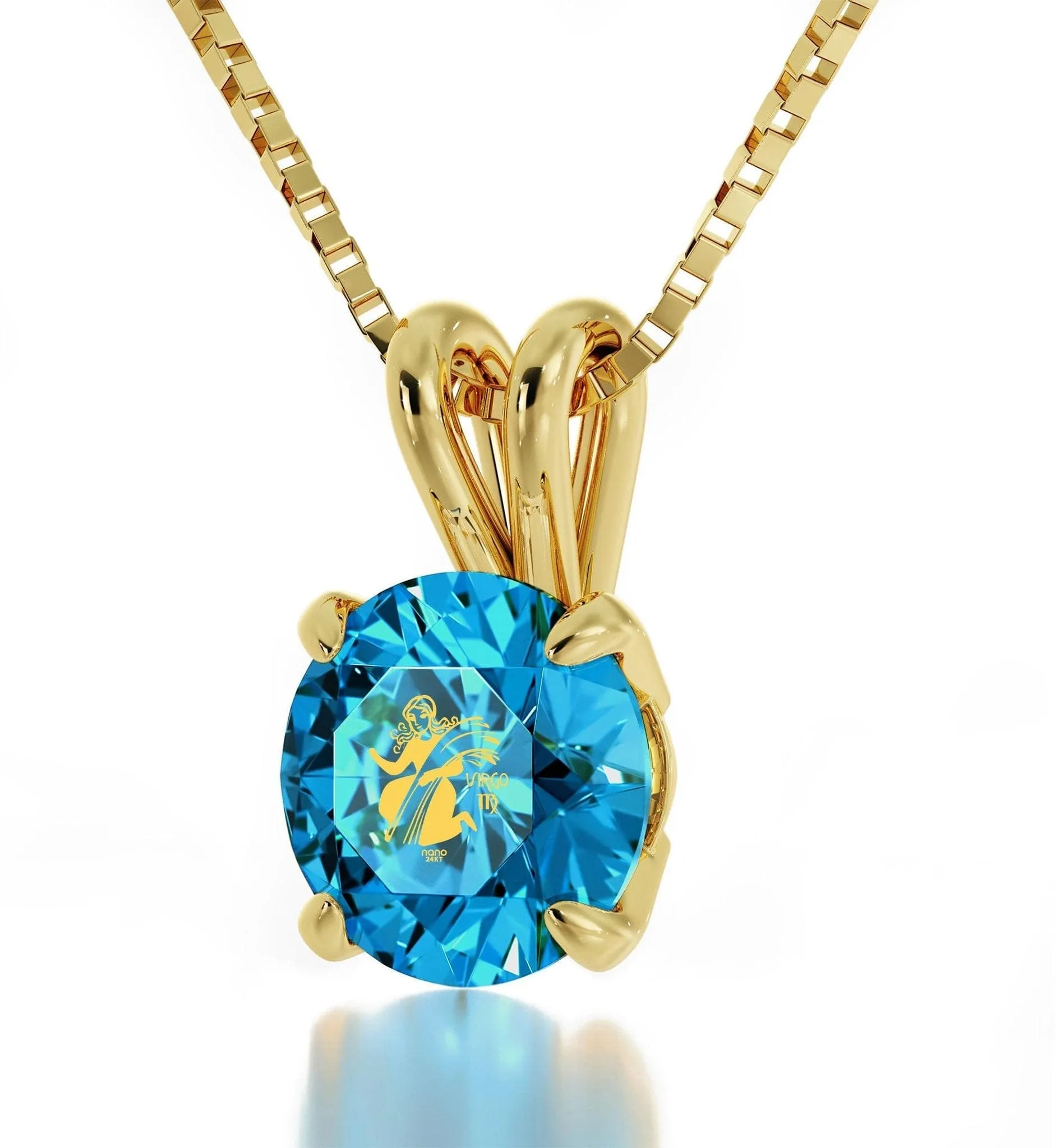 Virgo Sign, 14k Gold Necklace, Swarovski