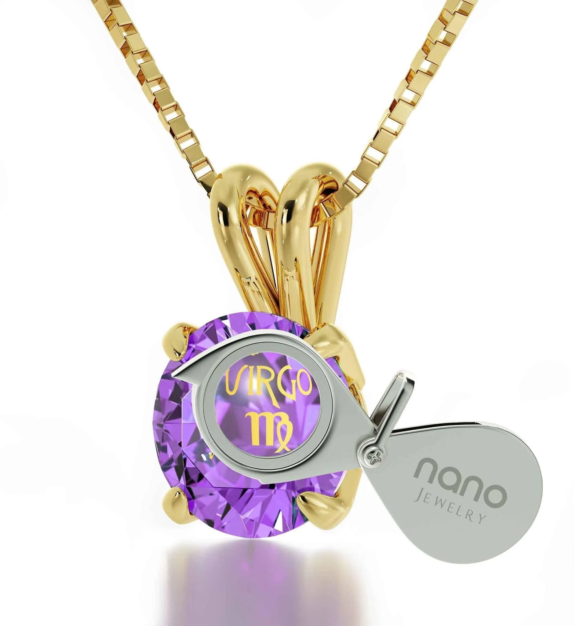 Virgo Sign, 14k Gold Necklace, Swarovski