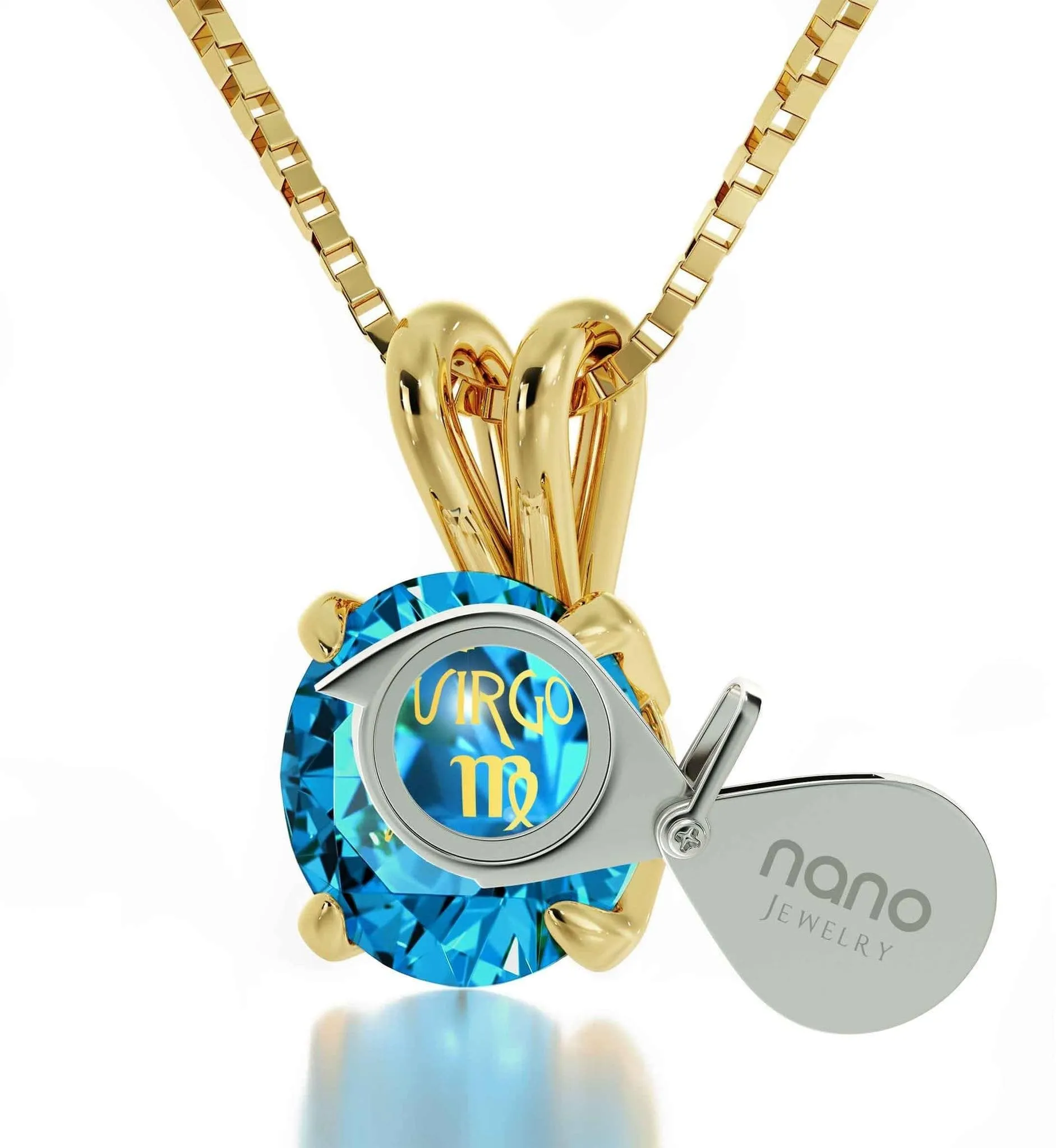 Virgo Sign, 14k Gold Necklace, Swarovski