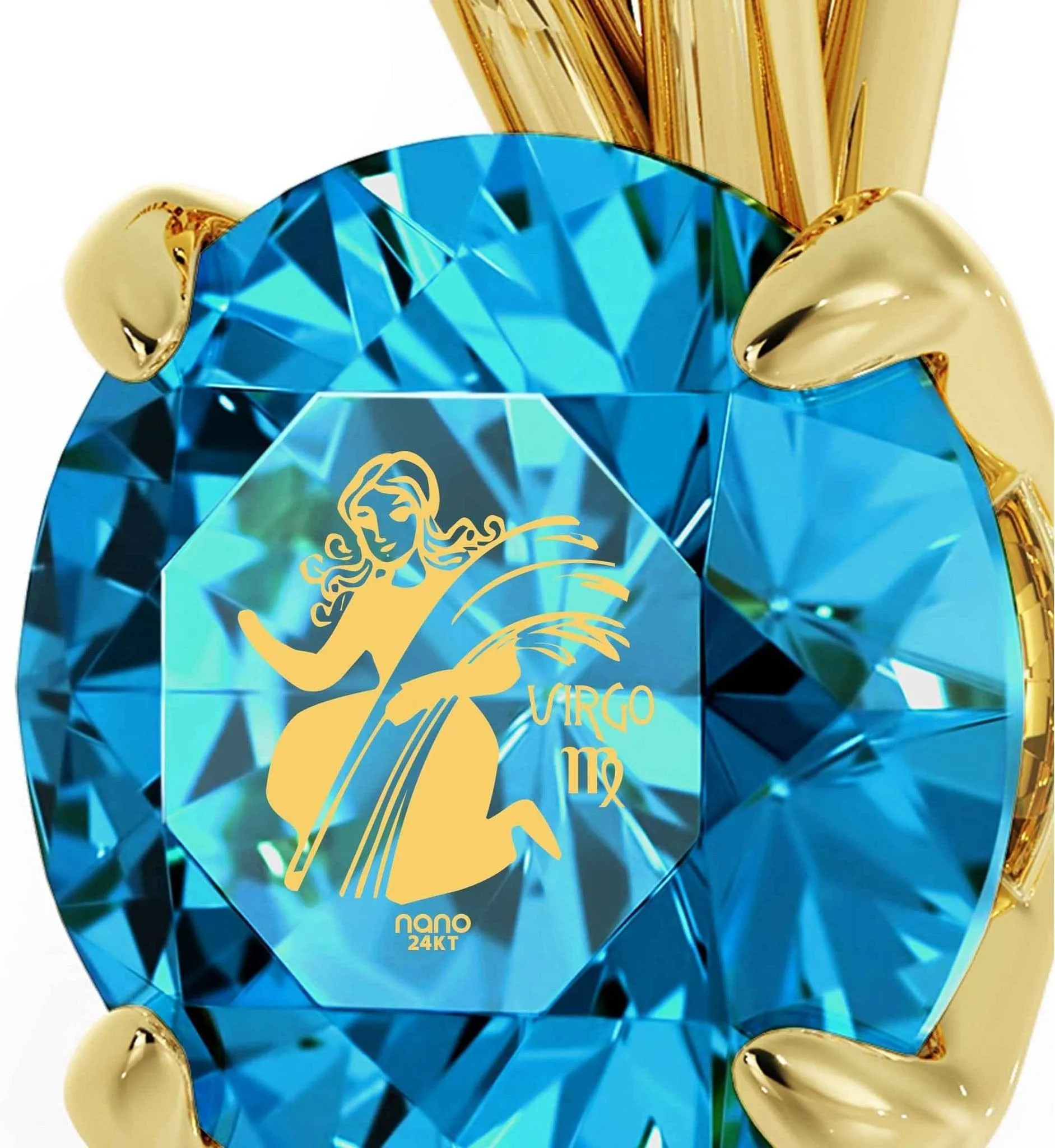 Virgo Sign, 14k Gold Necklace, Swarovski