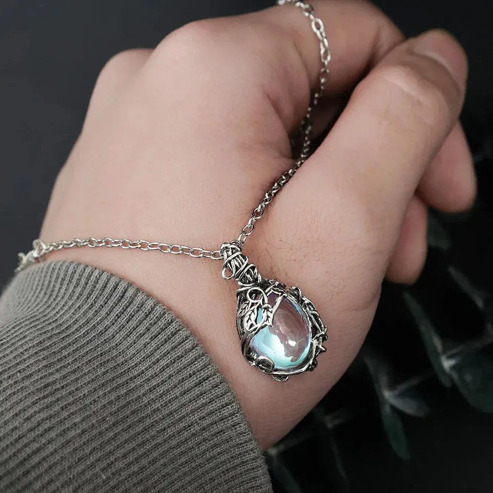 Water Crystal Moonstone Pendant Necklace