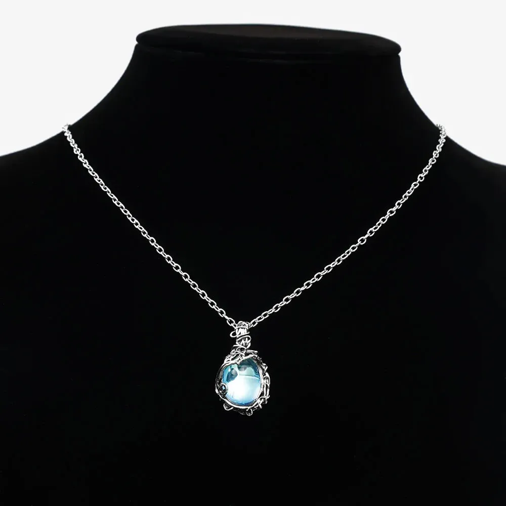 Water Crystal Moonstone Pendant Necklace
